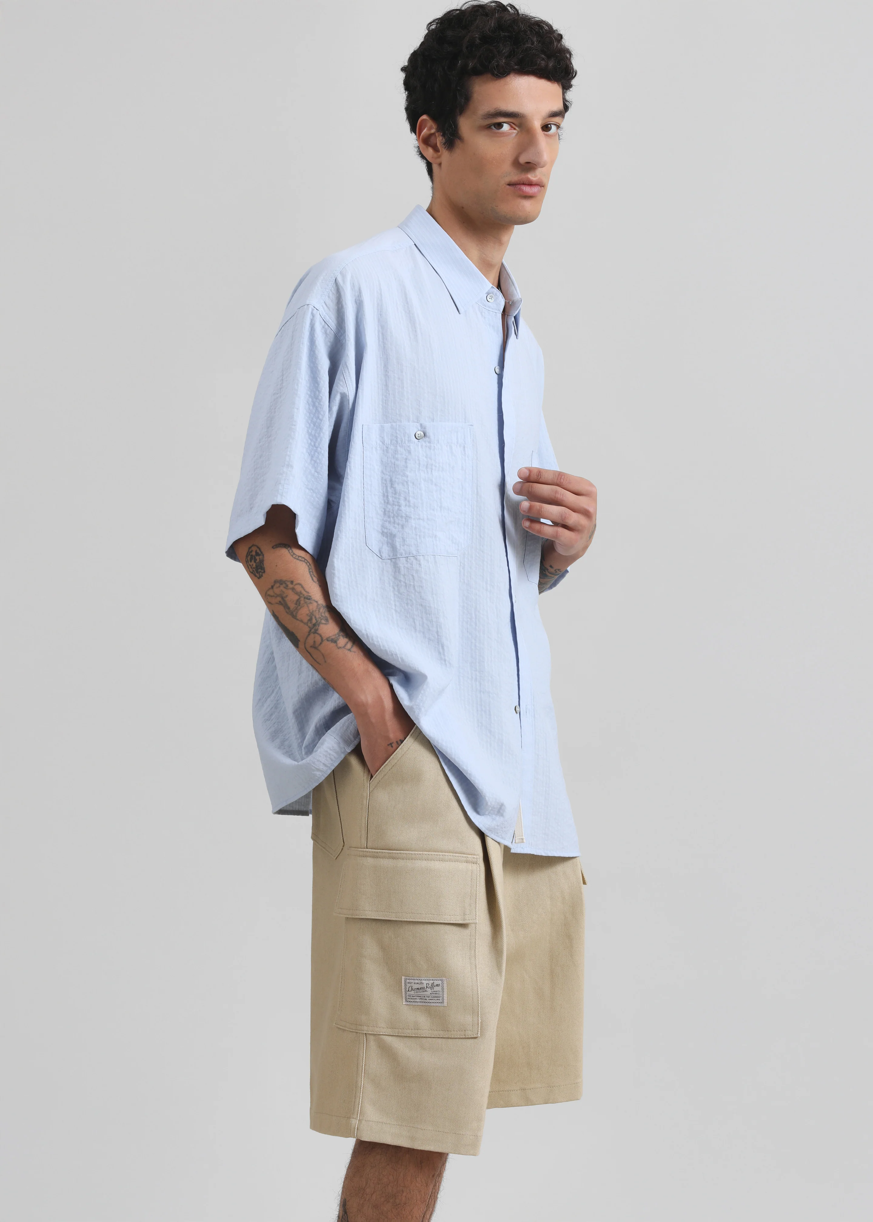 Preston Fluid Striped Shirt - Sky Blue - Image 5