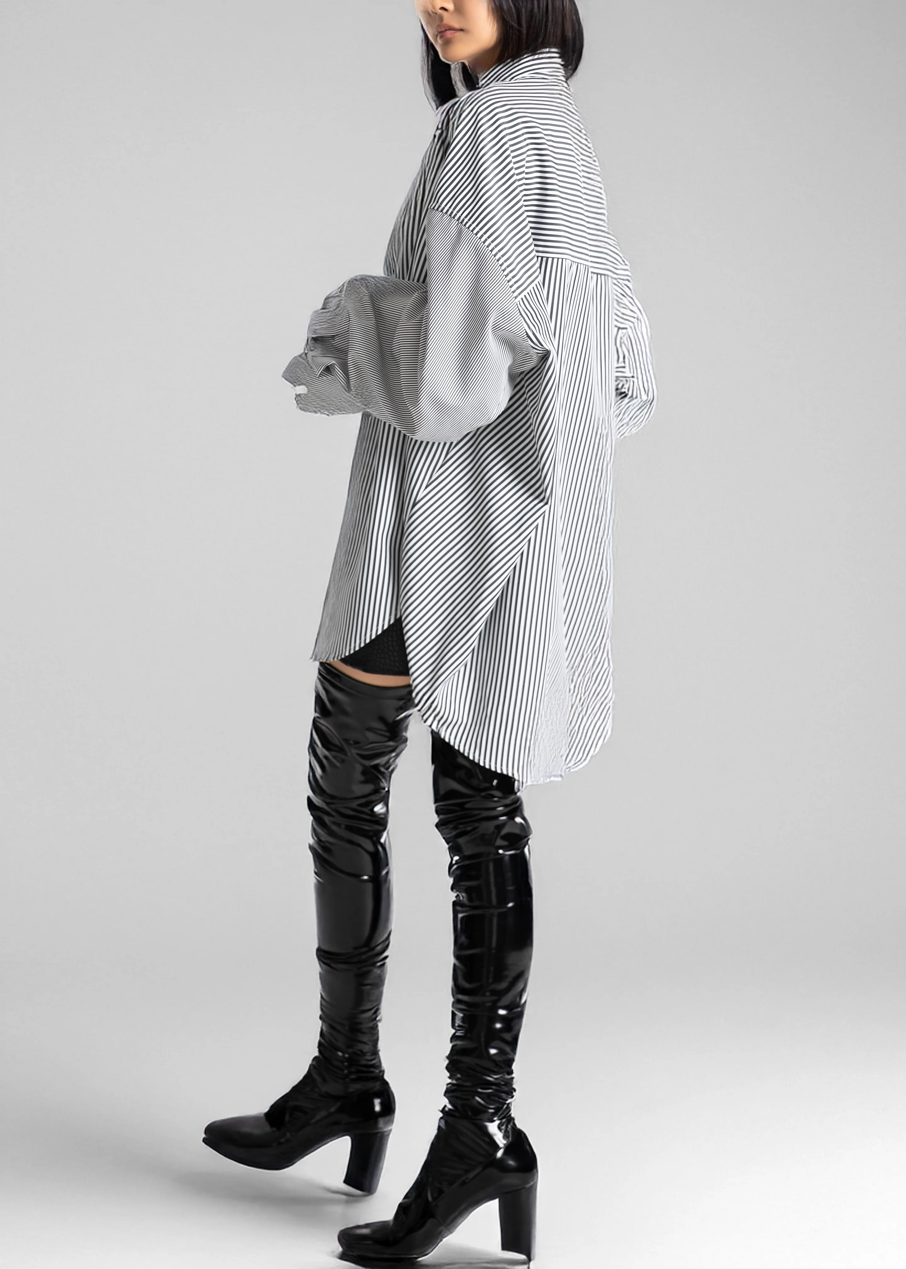 Quillan Button-Down Shirt - White/Black Stripe - Image 7