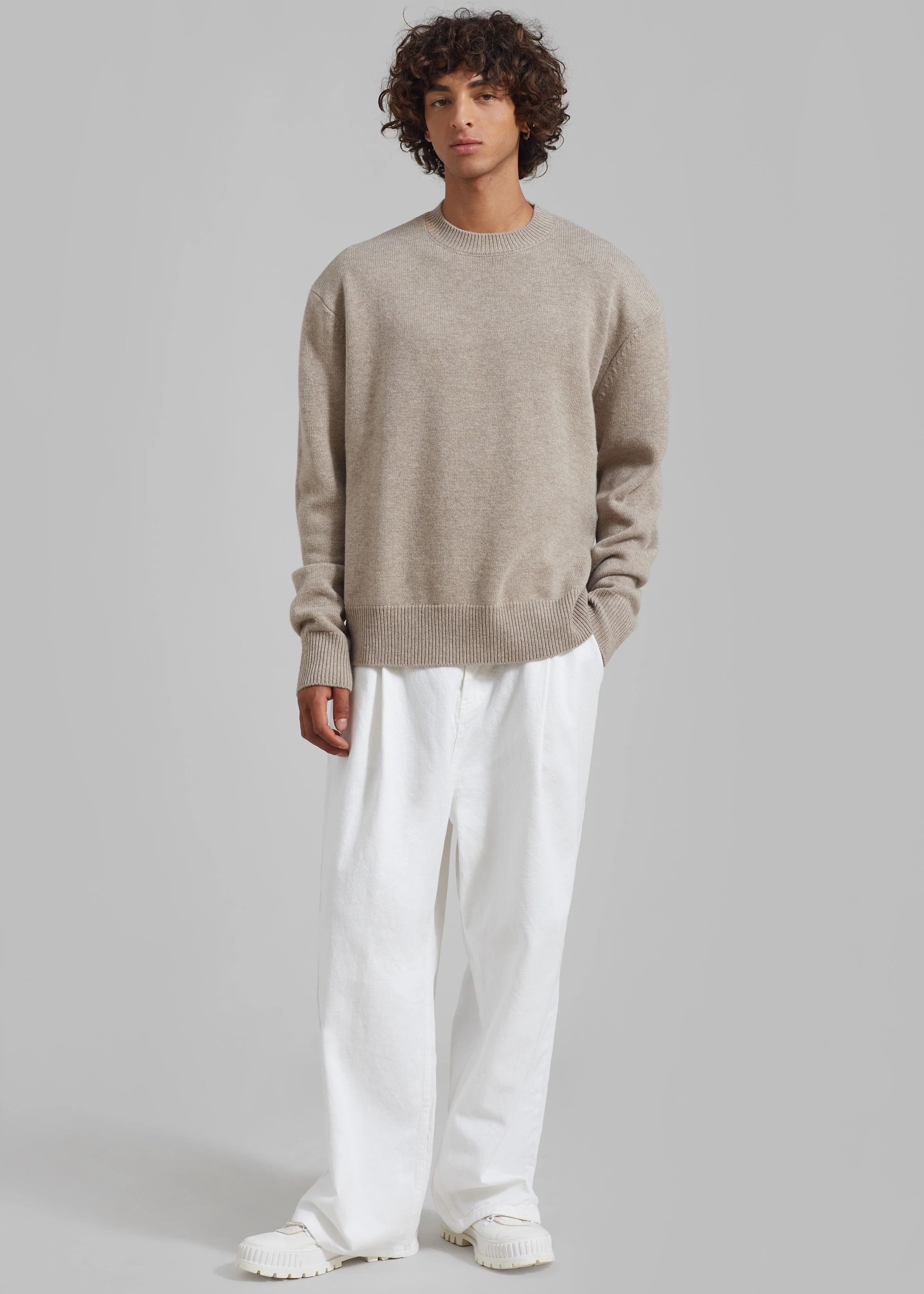 Quinton Crew Neck Sweater - Beige Melange - Image 8