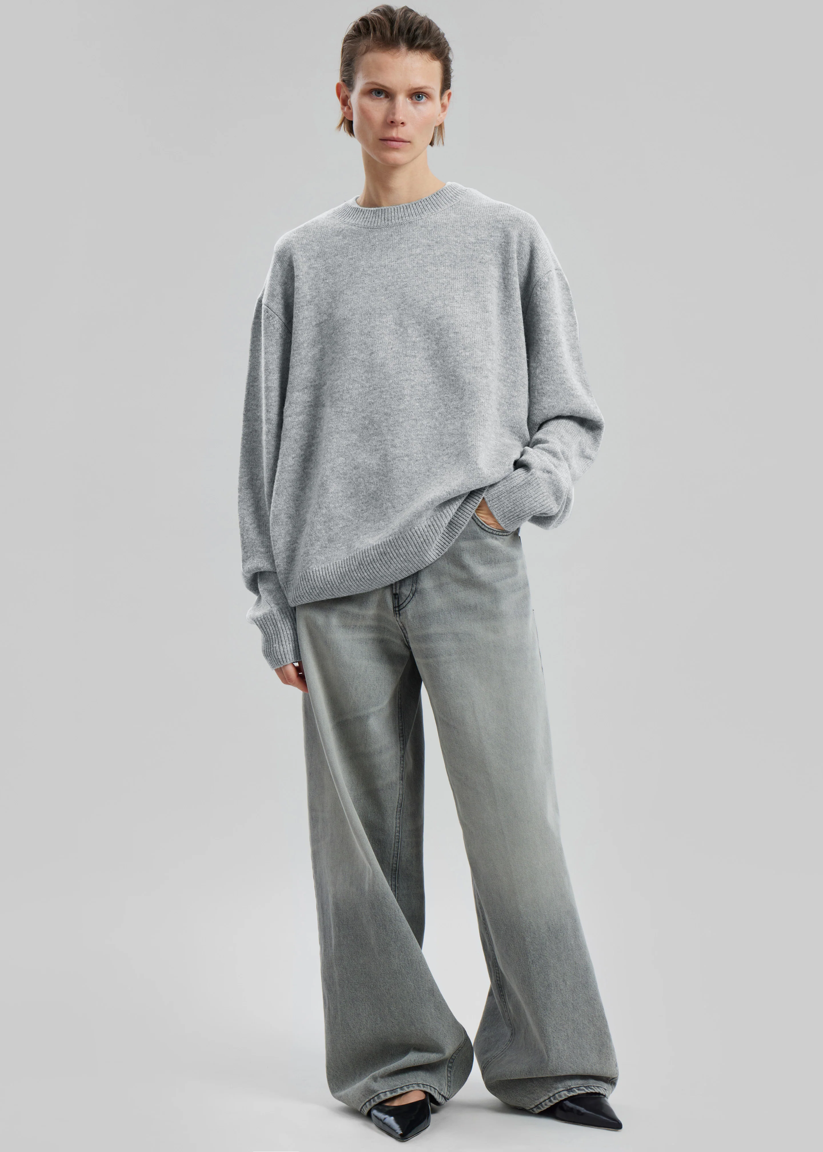 Quinton Crew Neck Sweater - Light Grey - Image 4