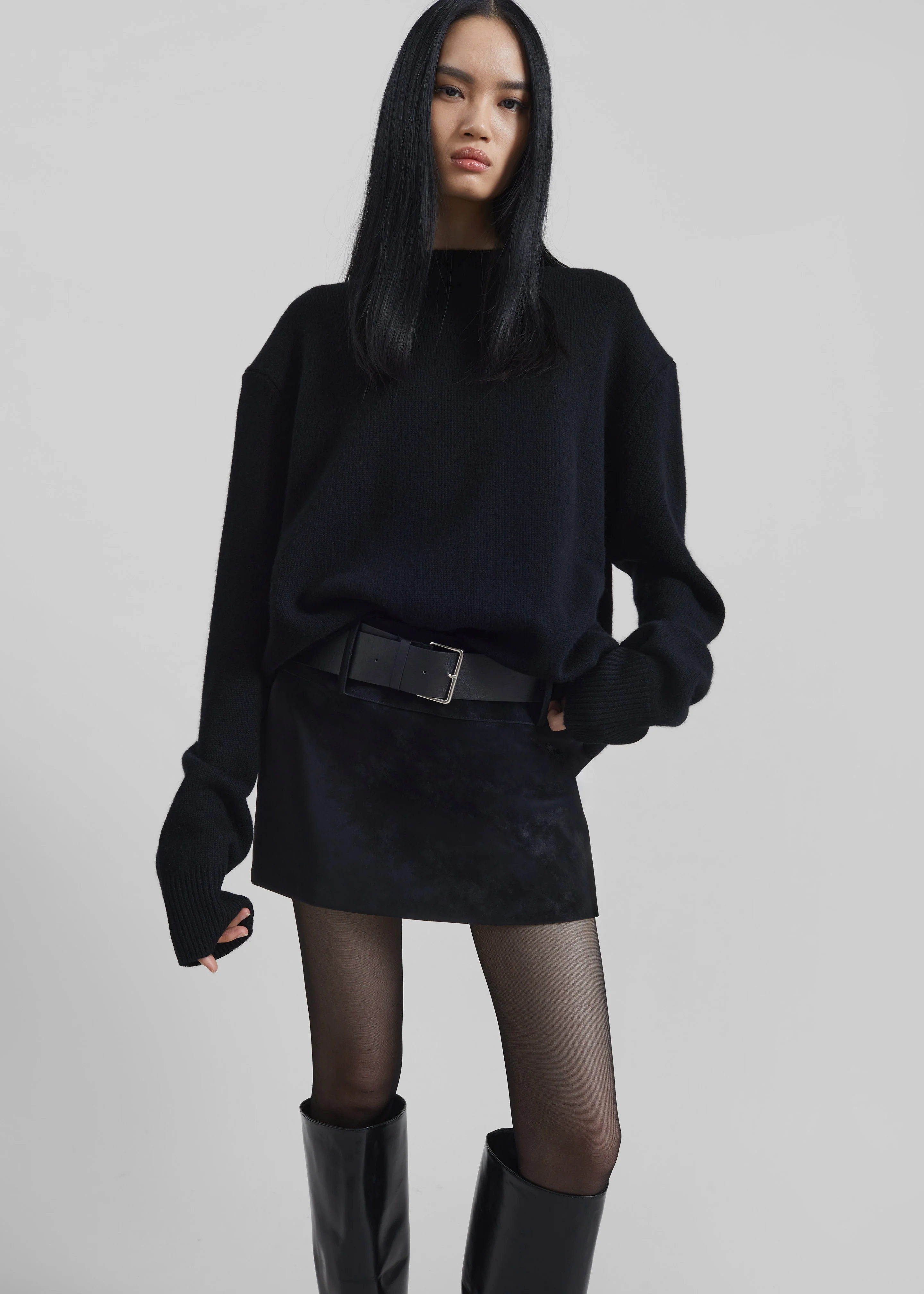 Rafaela Padded Knit Sweater - Black - Image 3