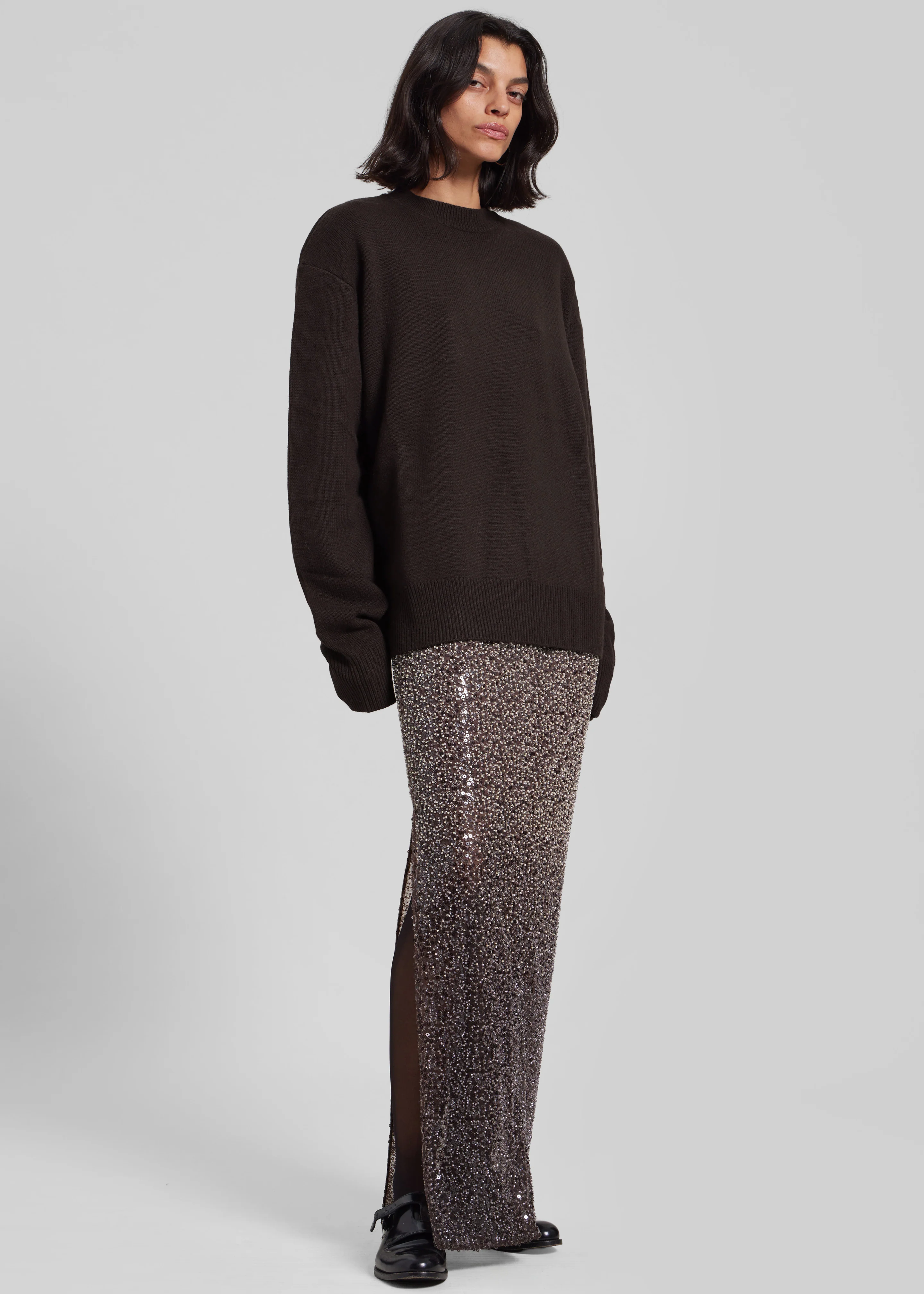 Rafaela Padded Knit Sweater - Dark Brown - Image 3