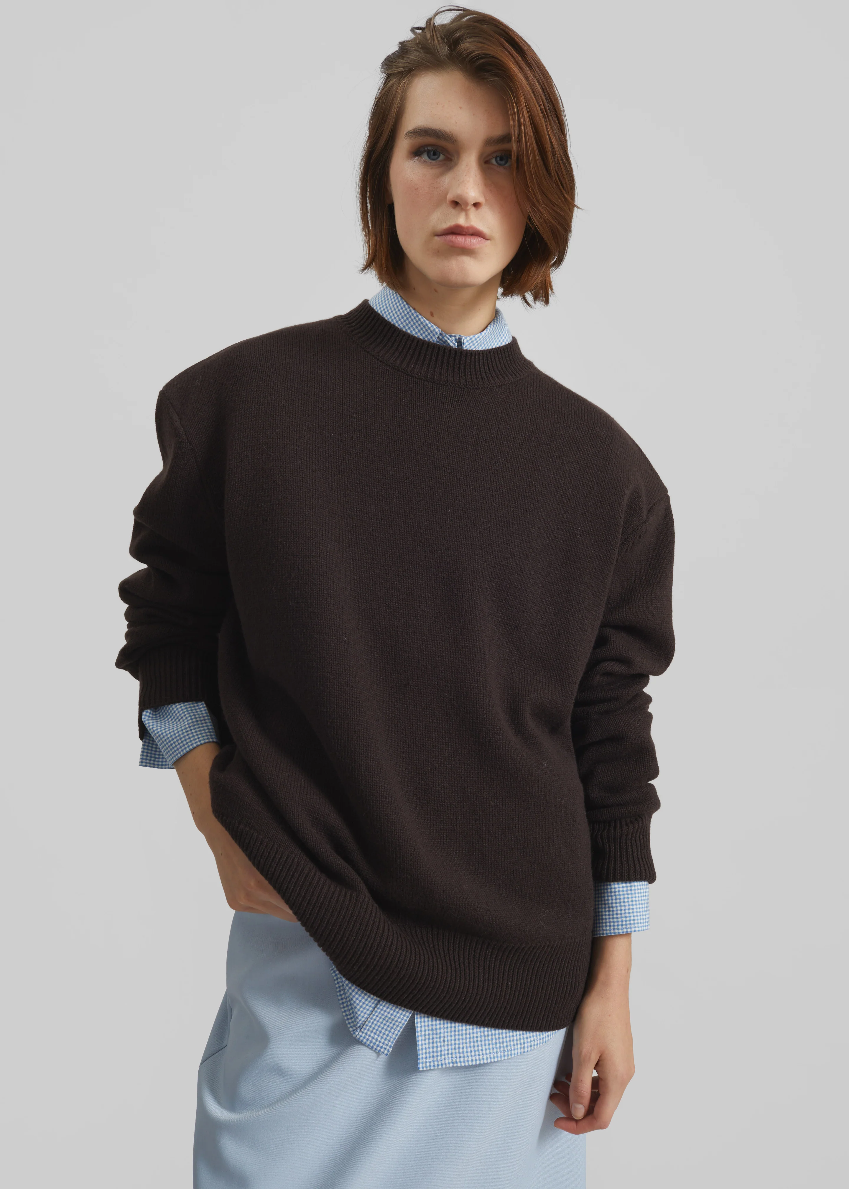 Rafaela Padded Knit Sweater - Dark Brown - Image 5