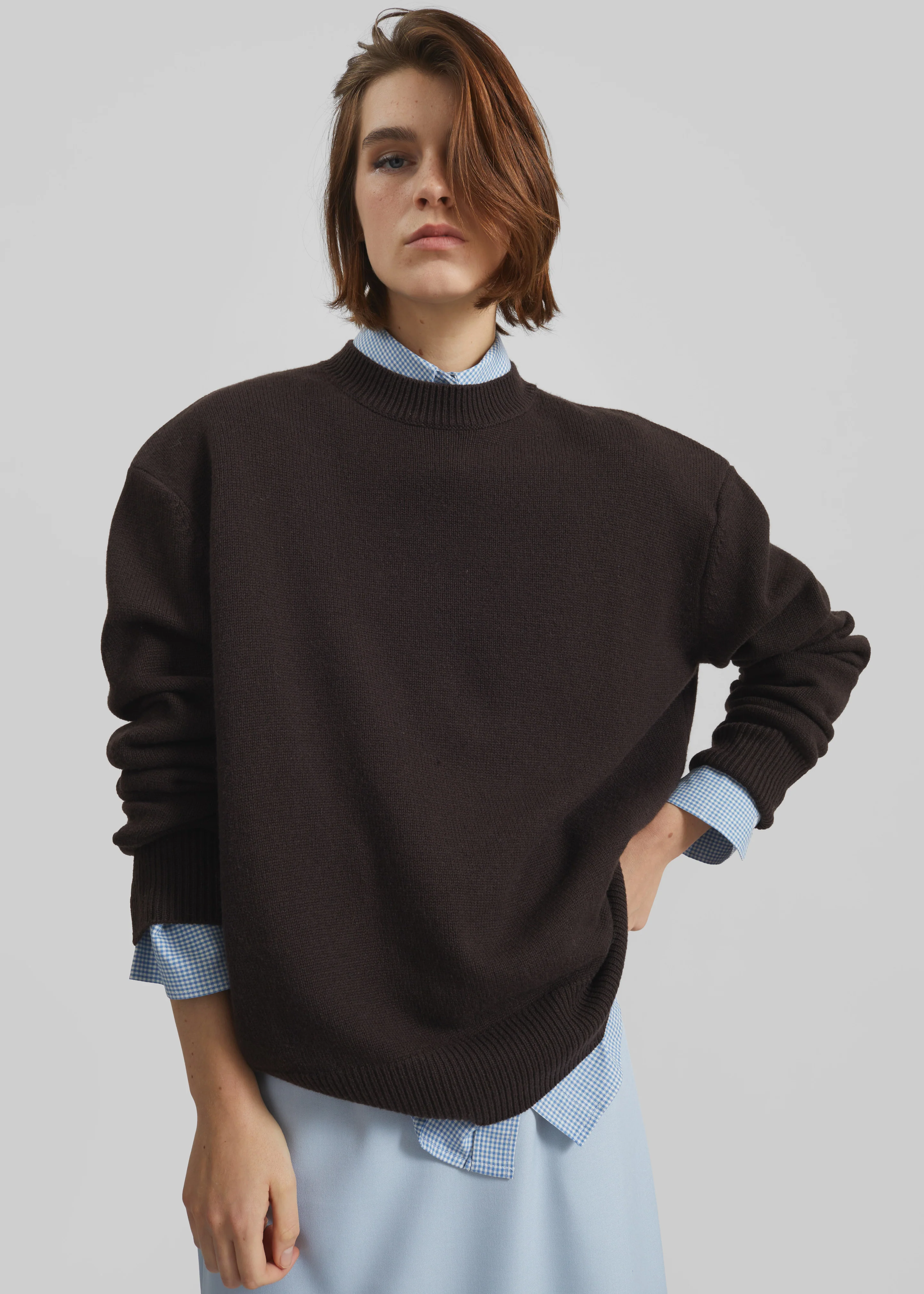 Rafaela Padded Knit Sweater - Dark Brown - Image 6