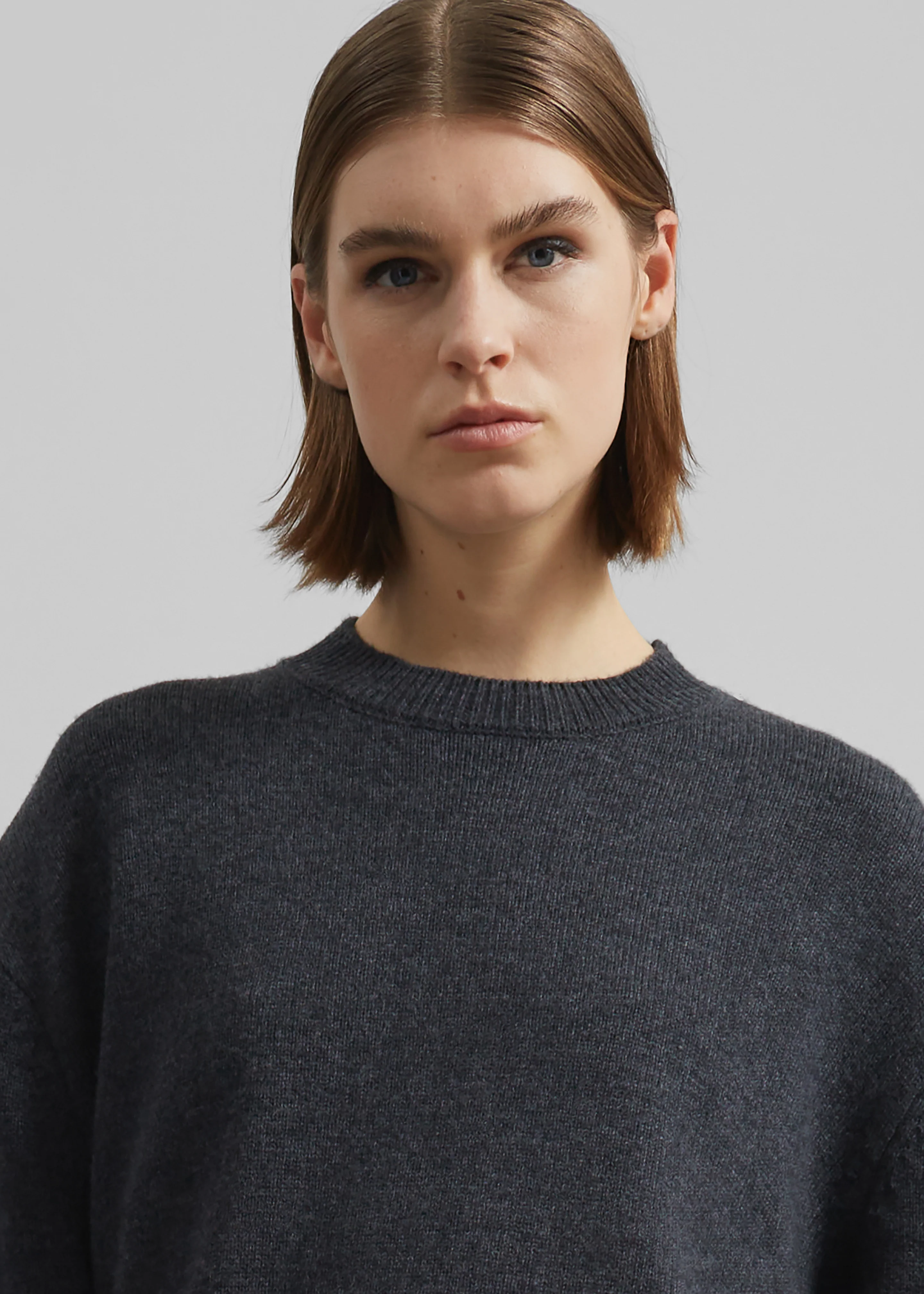 Rafaela Padded Knit Sweater - Dark Grey Melange - Image 3