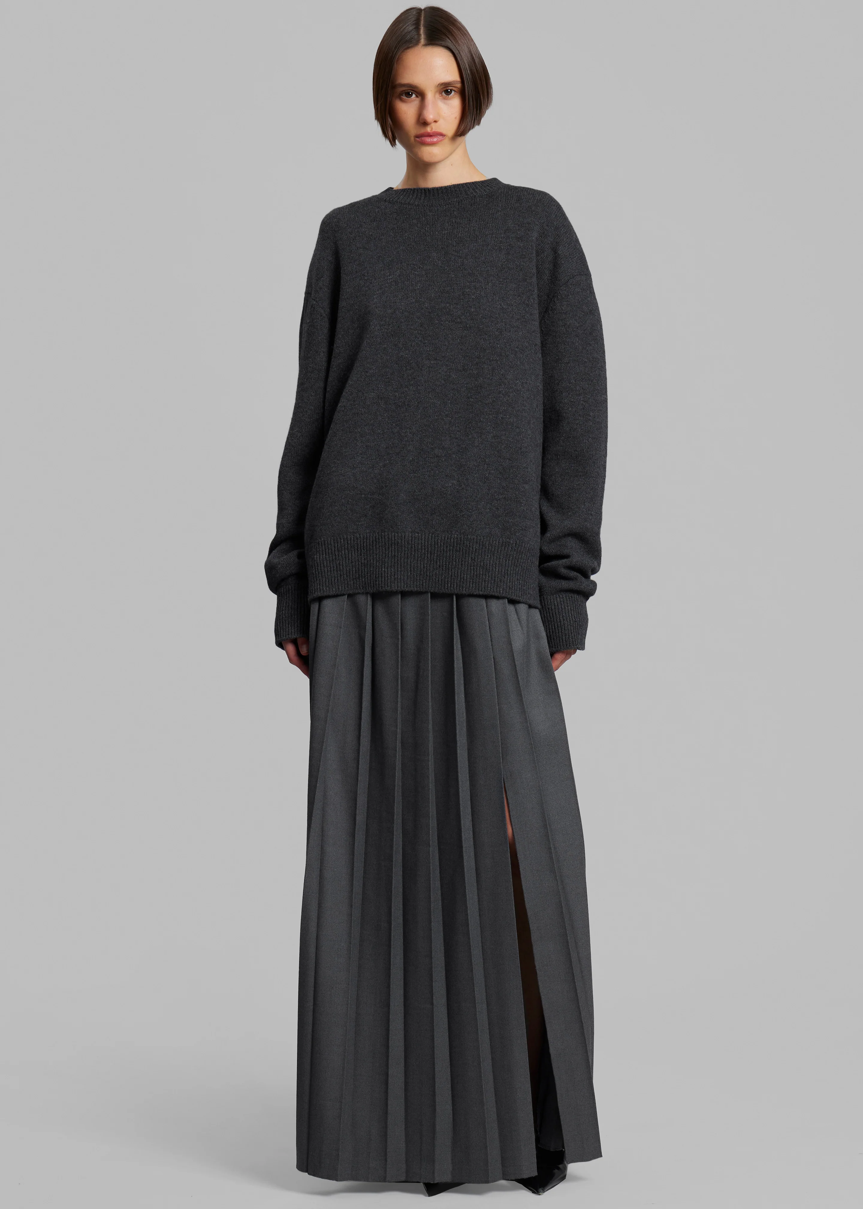 Rafaela Padded Knit Sweater - Dark Grey Melange - Image 5