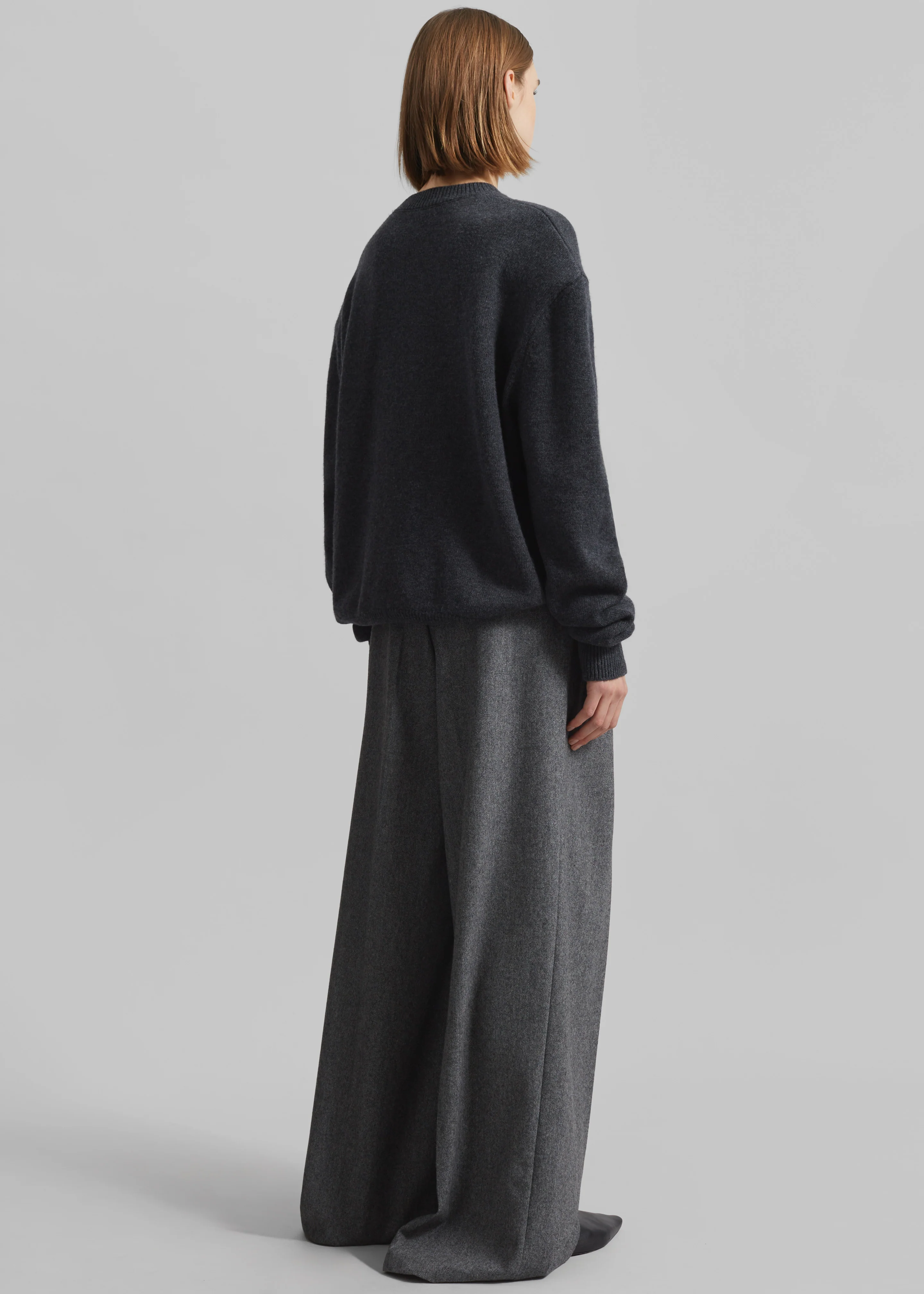 Rafaela Padded Knit Sweater - Dark Grey Melange - Image 7