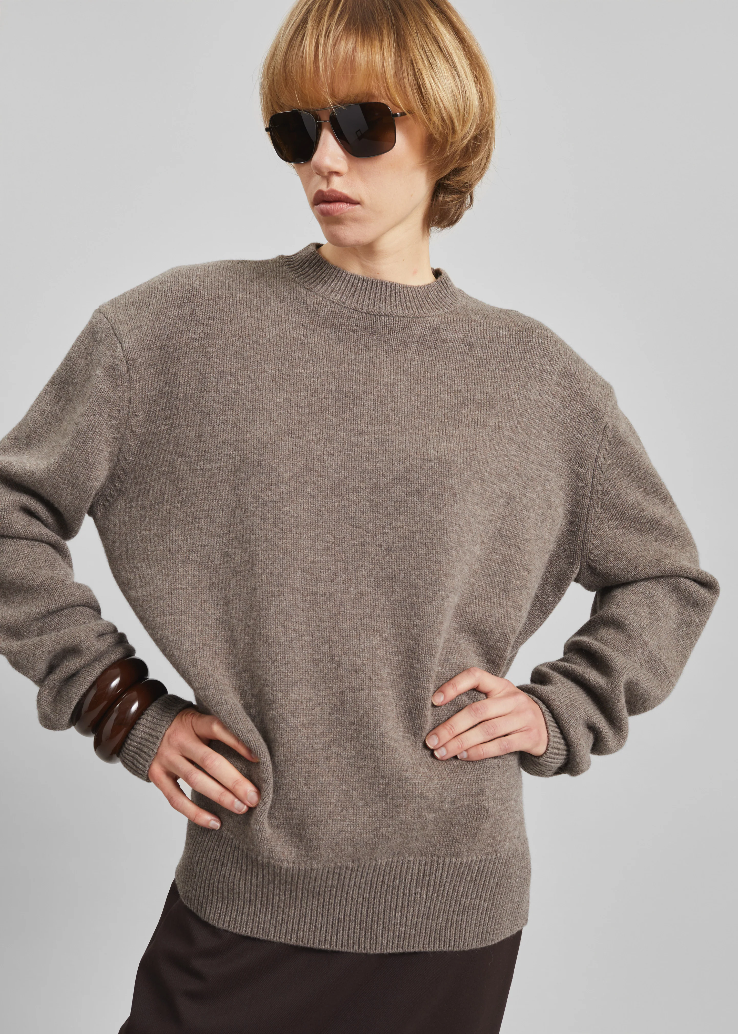Rafaela Padded Knit Sweater - Dark Taupe - Image 4