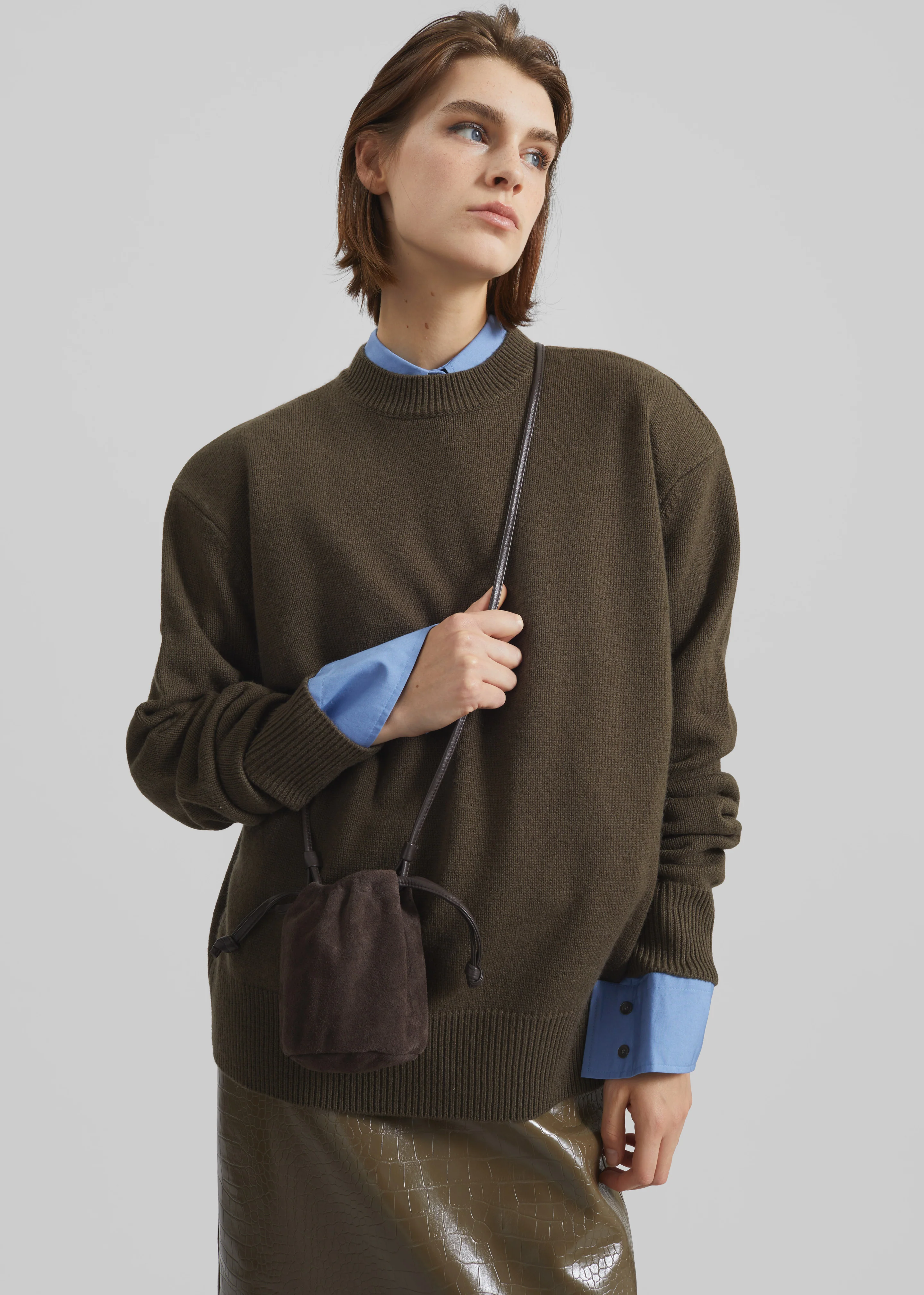 Rafaela Padded Knit Sweater - Olive - Image 4