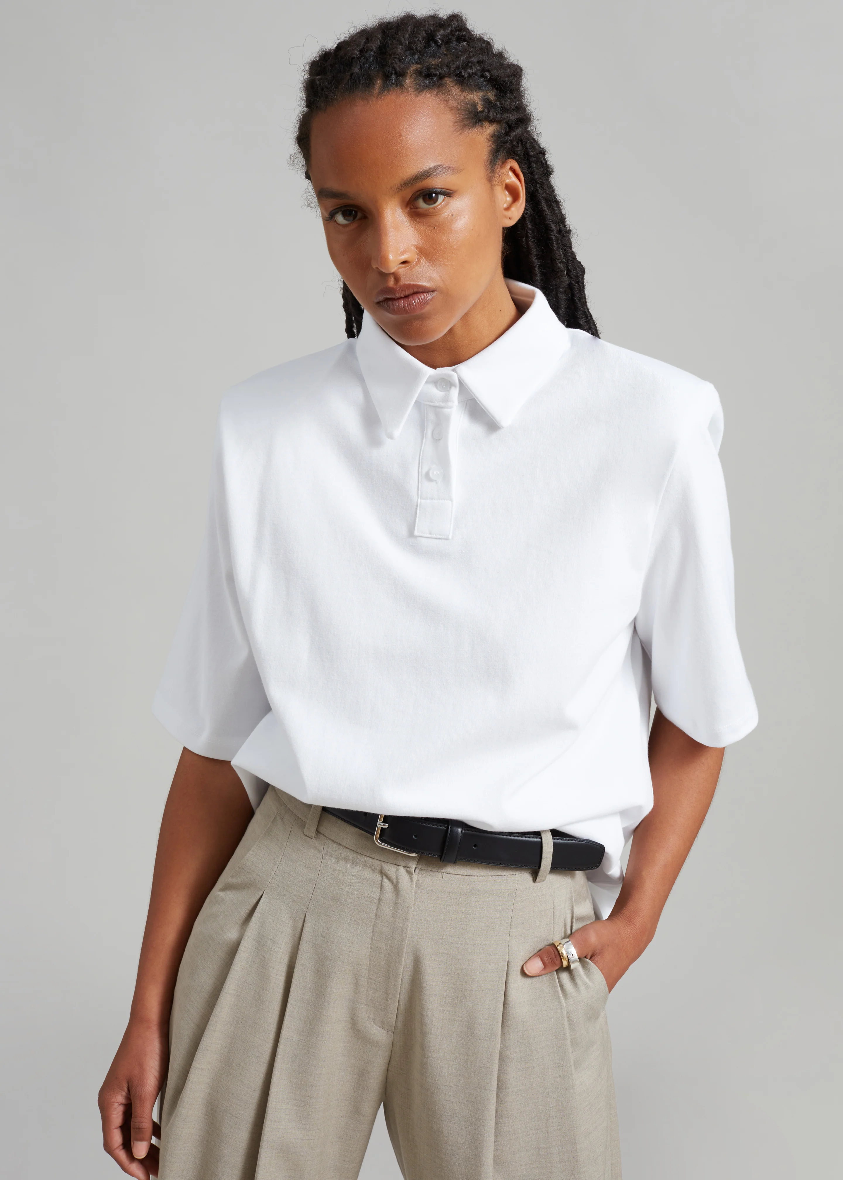 Rane Padded Shoulder Polo - White - Image 14