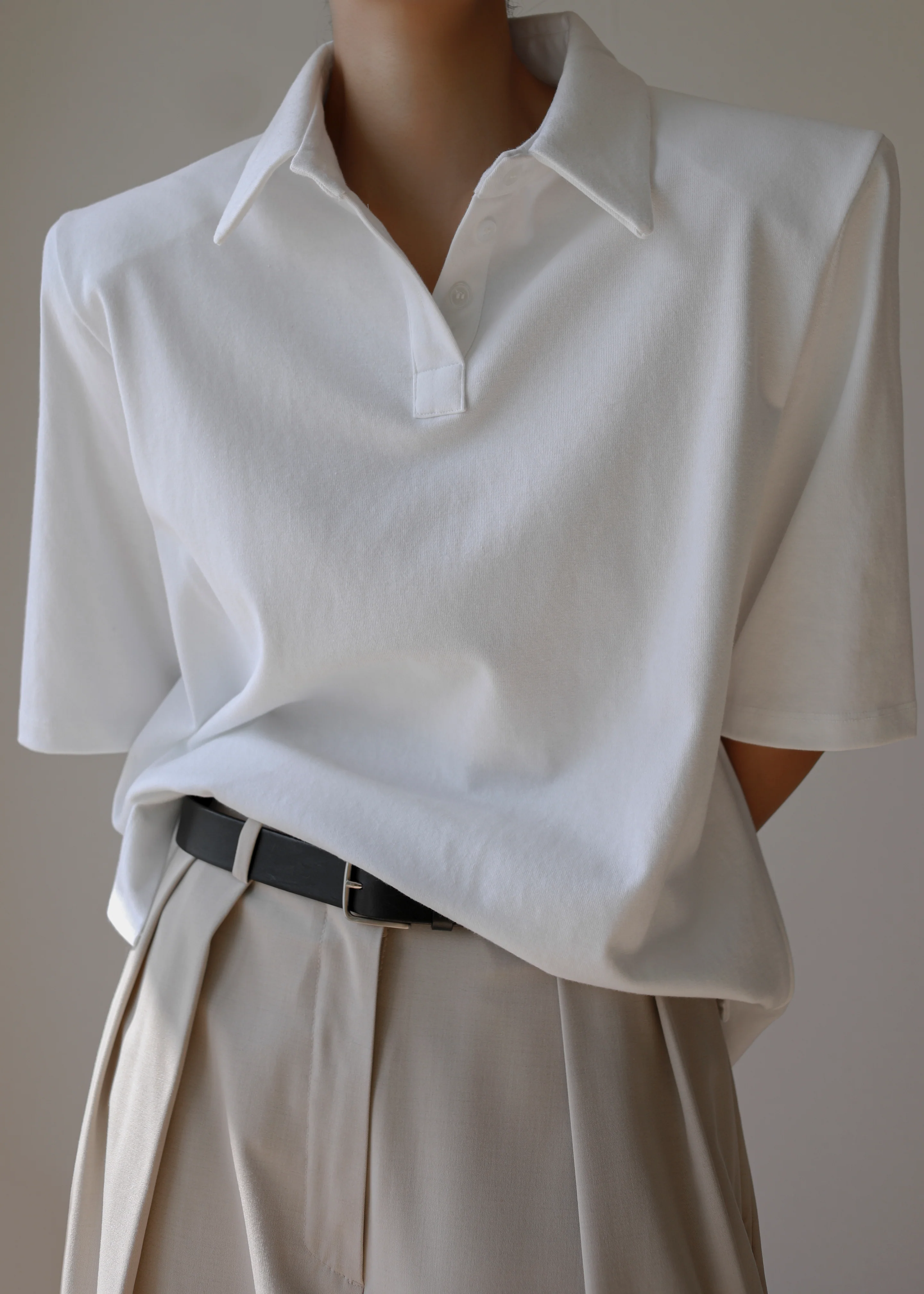 Rane Padded Shoulder Polo - White - Image 4
