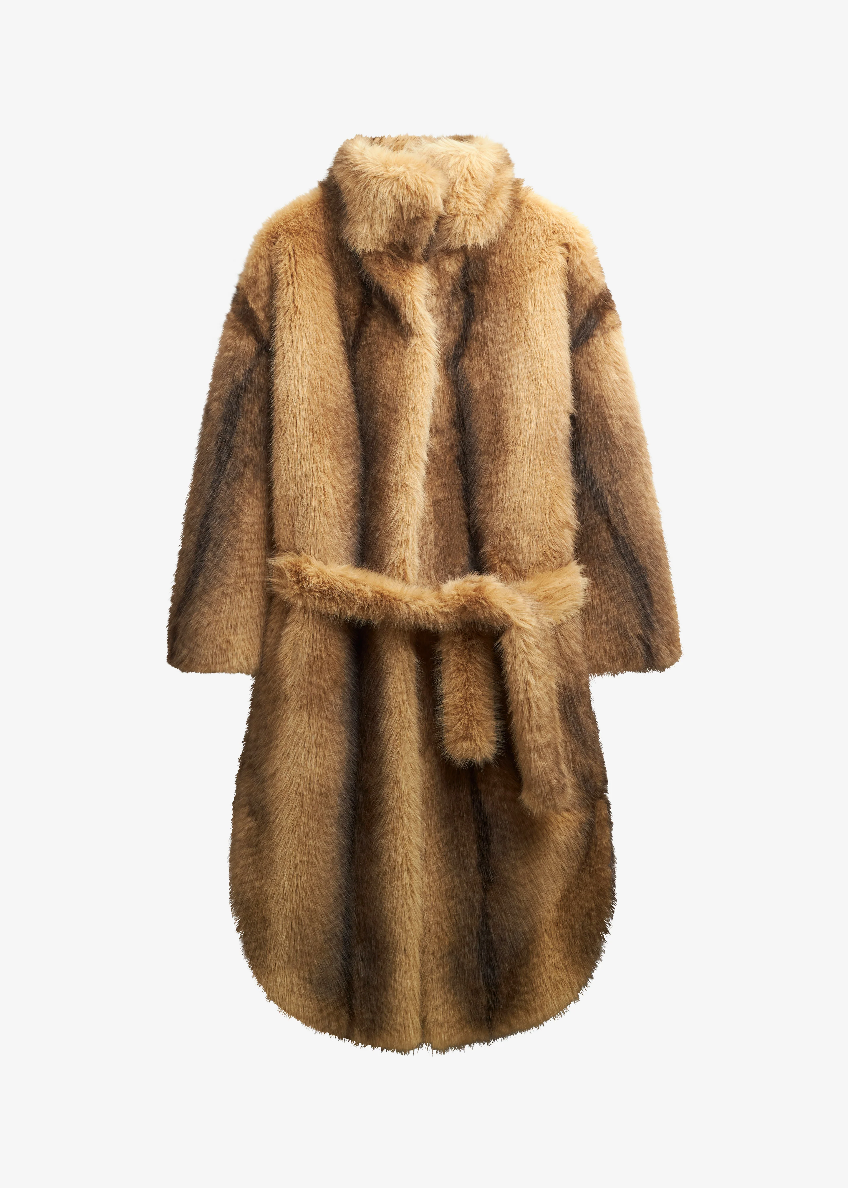 Ravello Faux Fur Robe Coat - Beige/Brown - Image 11
