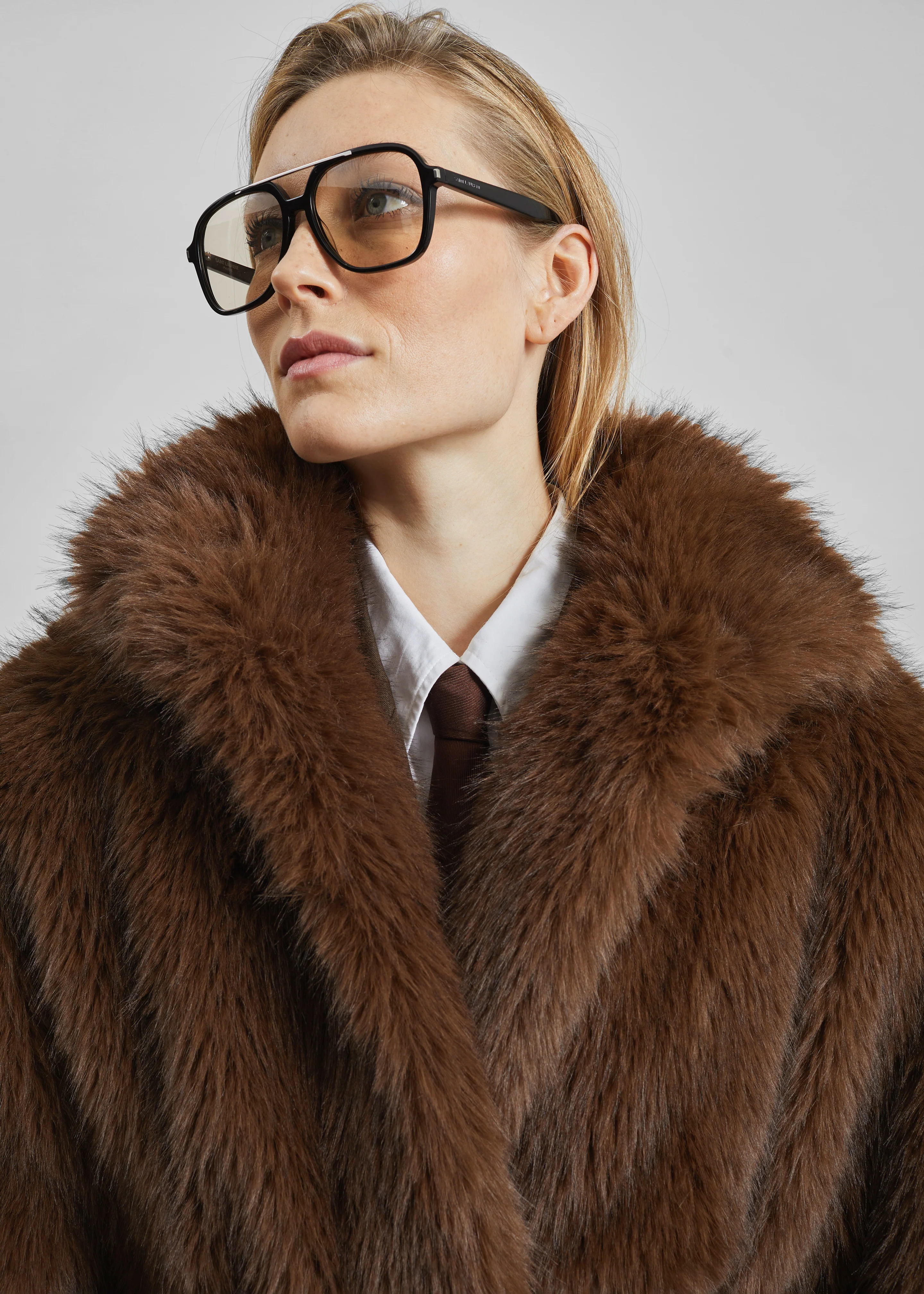 Ravello Faux Fur Robe Coat - Brown - Image 4