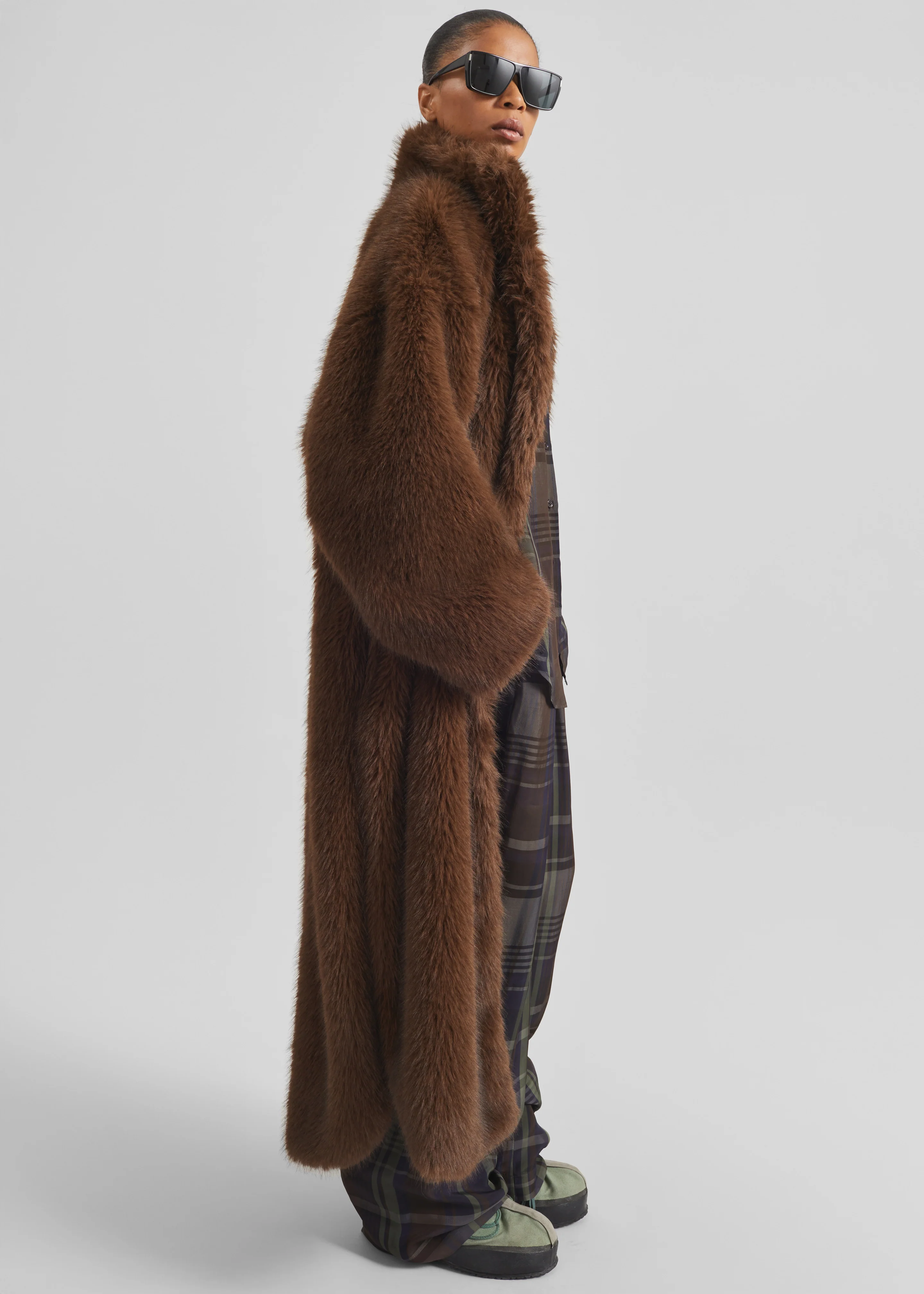 Ravello Faux Fur Robe Coat - Brown - Image 8
