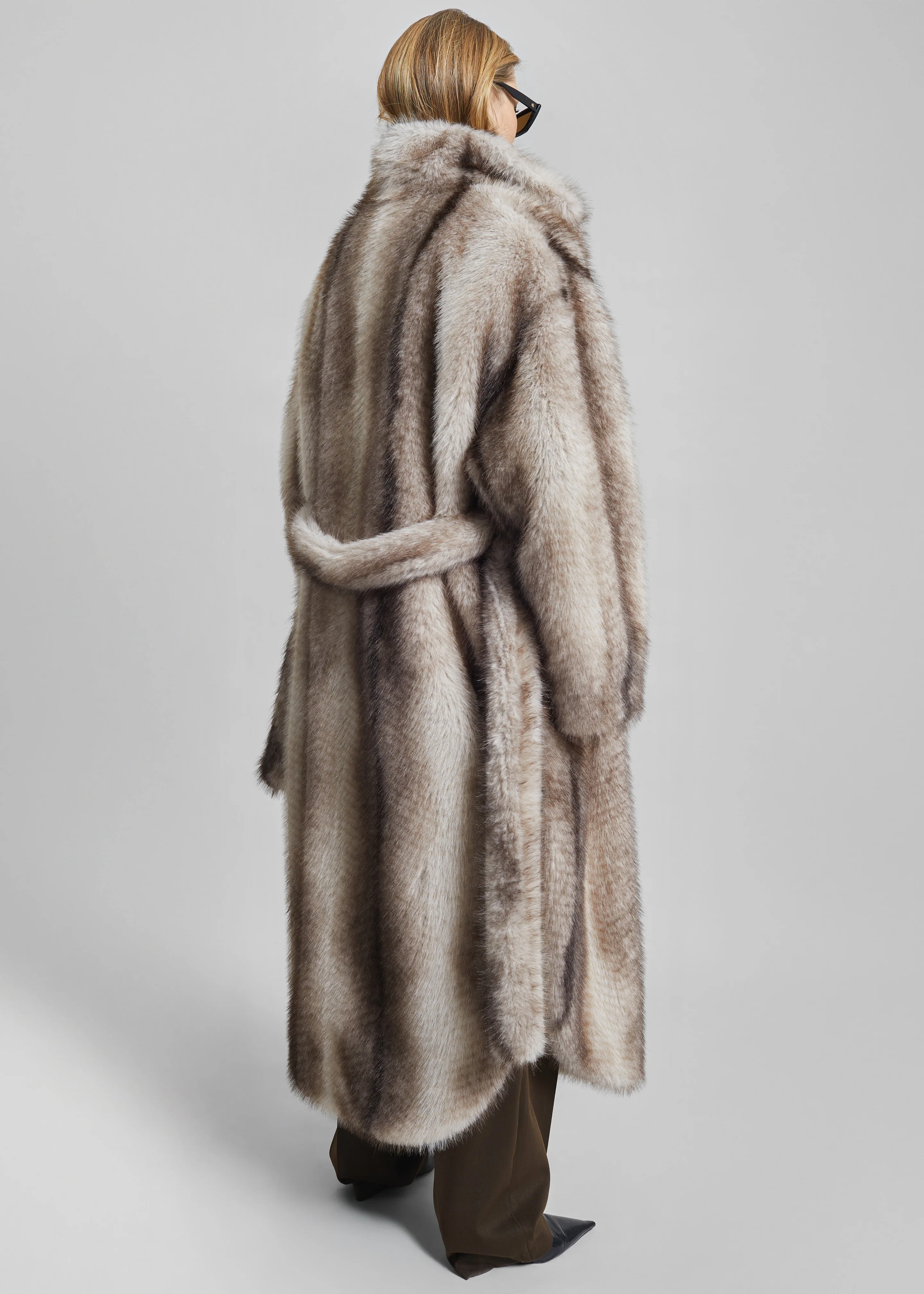 Ravello Faux Fur Robe Coat - Grey - Image 11
