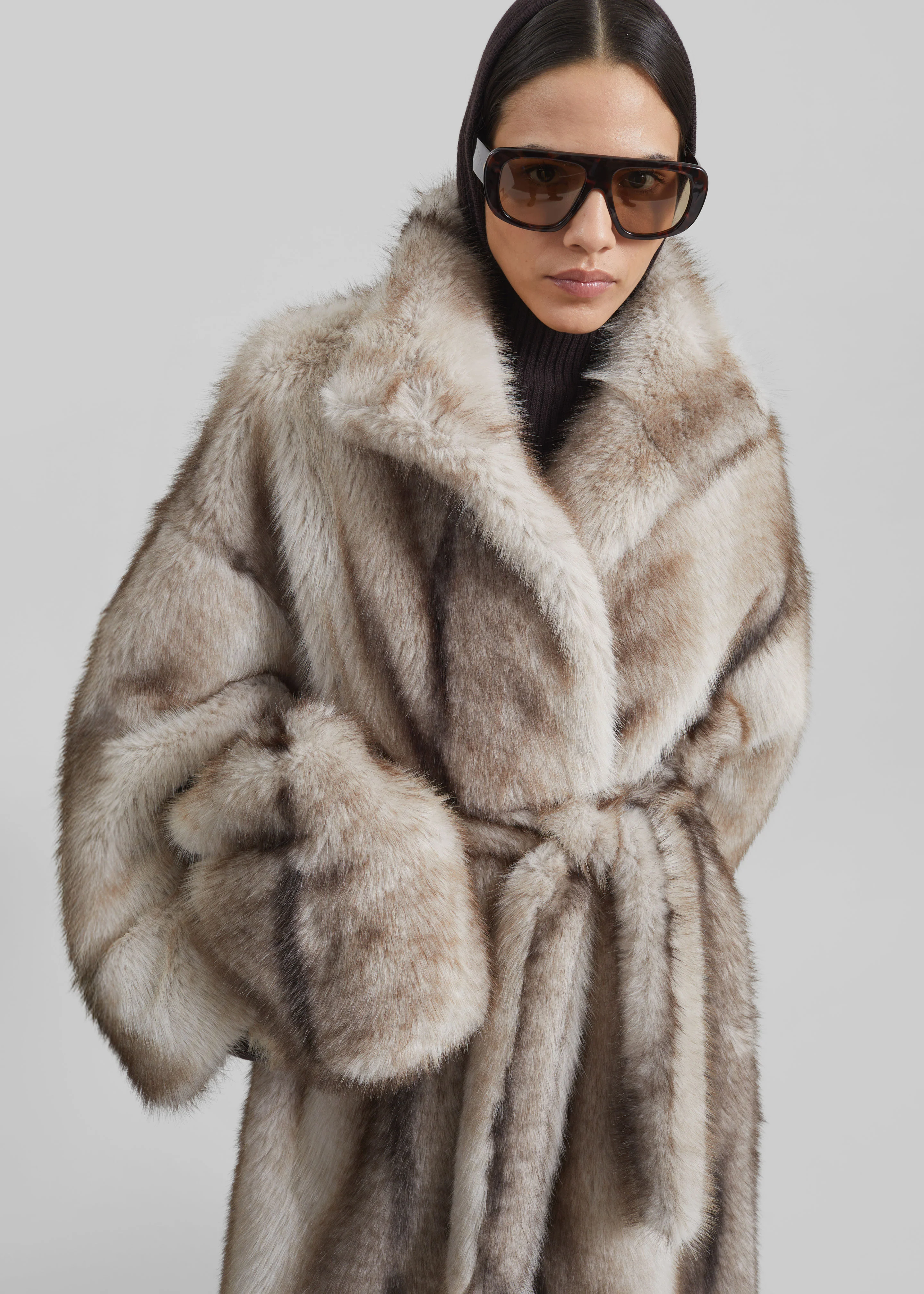 Ravello Faux Fur Robe Coat - Grey - Image 2