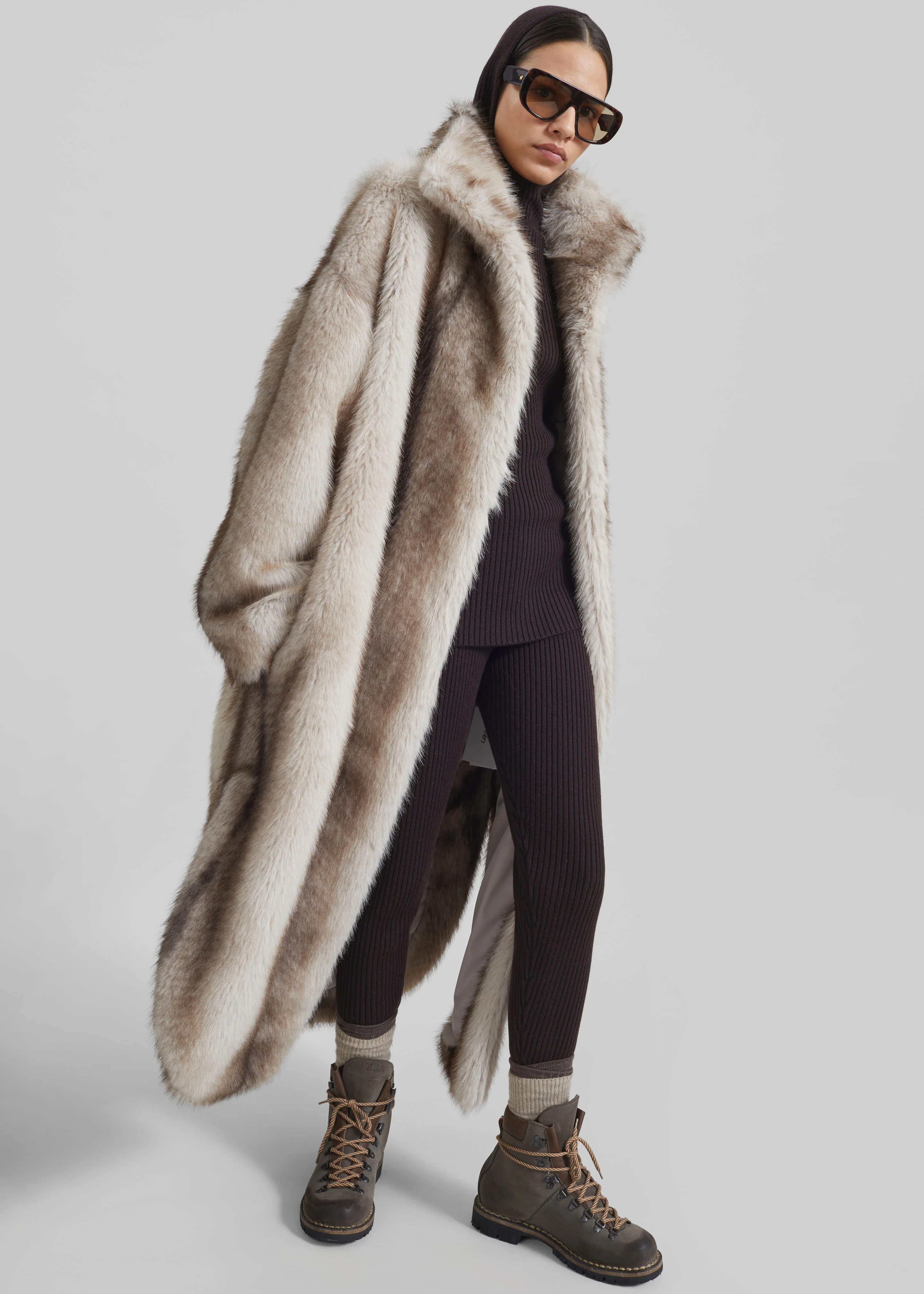 Ravello Faux Fur Robe Coat - Grey - Image 5
