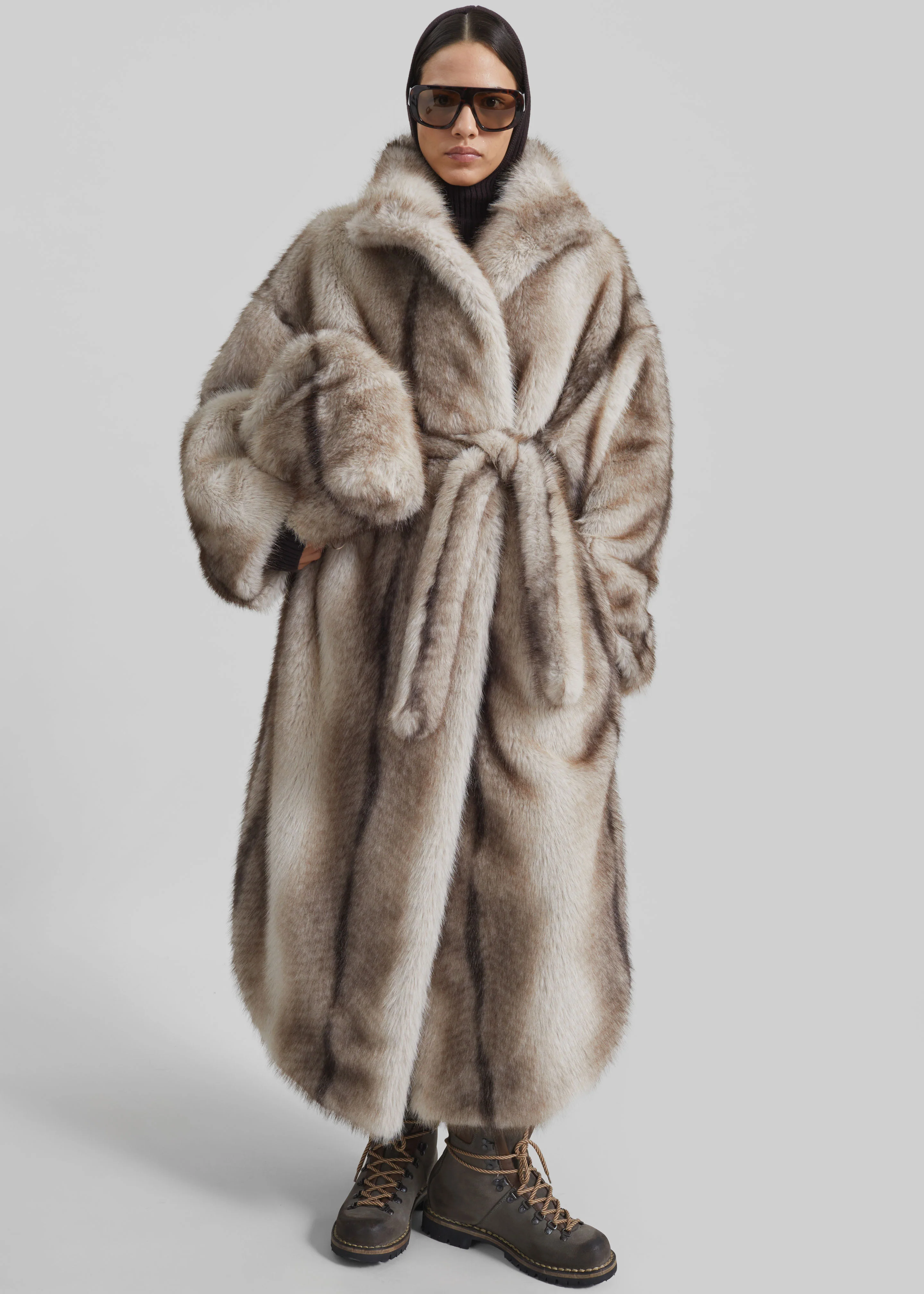 Ravello Faux Fur Robe Coat - Grey - Image 8