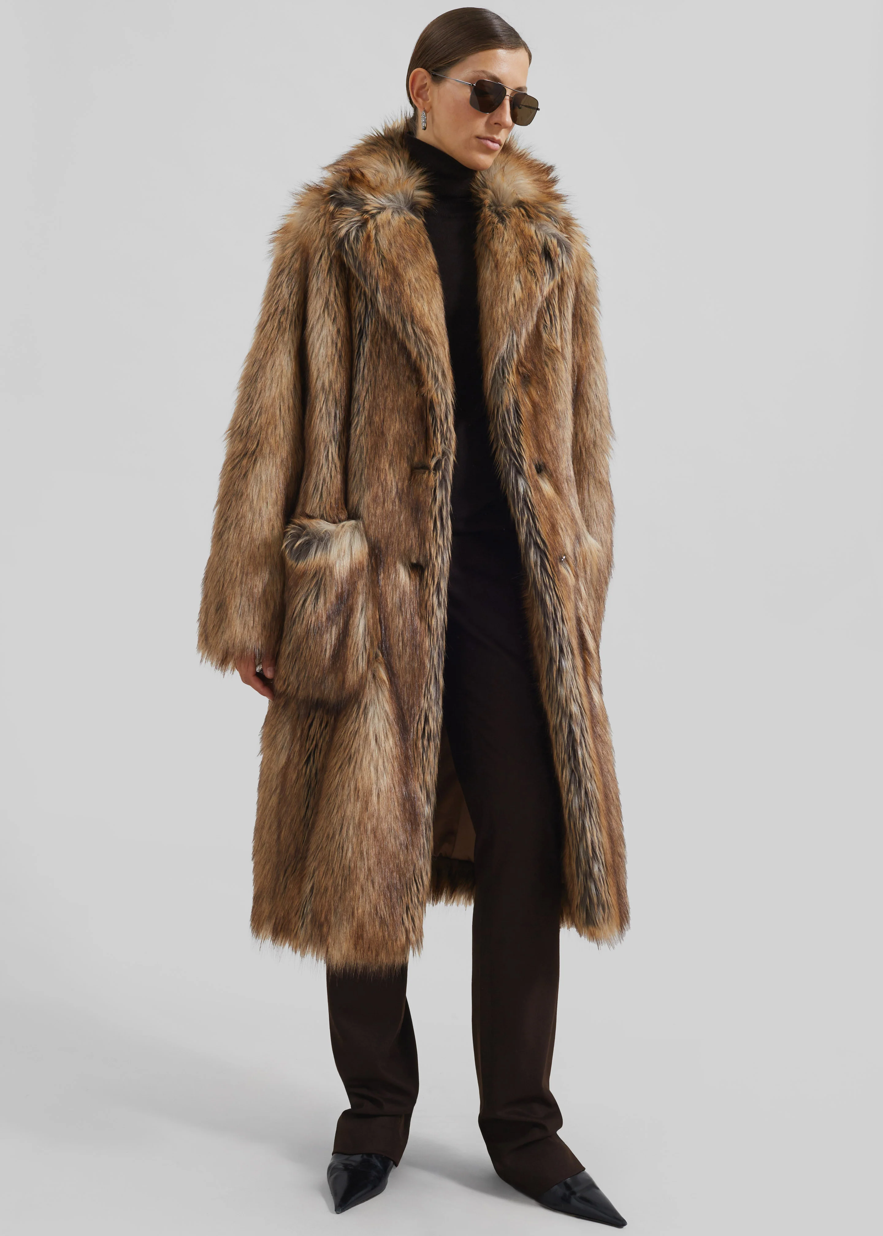 Rella Faux Fur Coat - Camel - Image 10