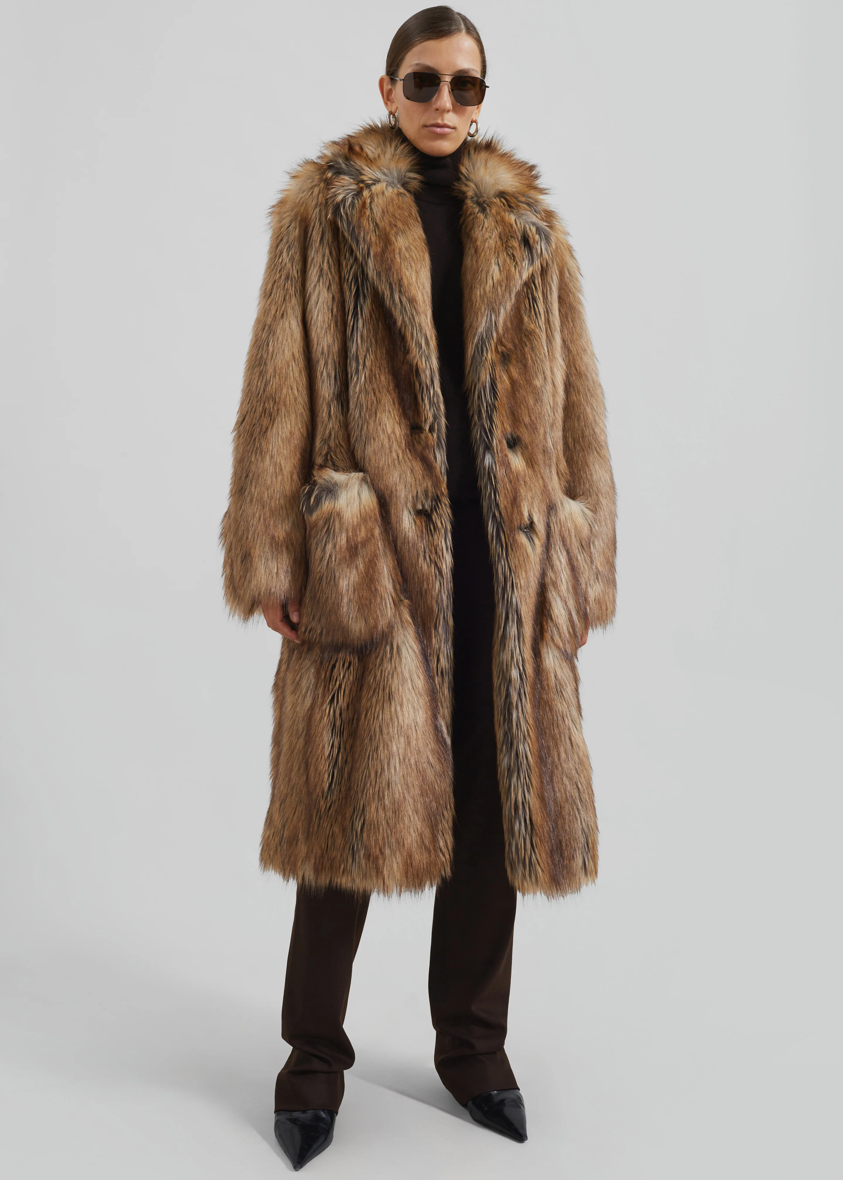 Rella Faux Fur Coat - Camel - Image 3