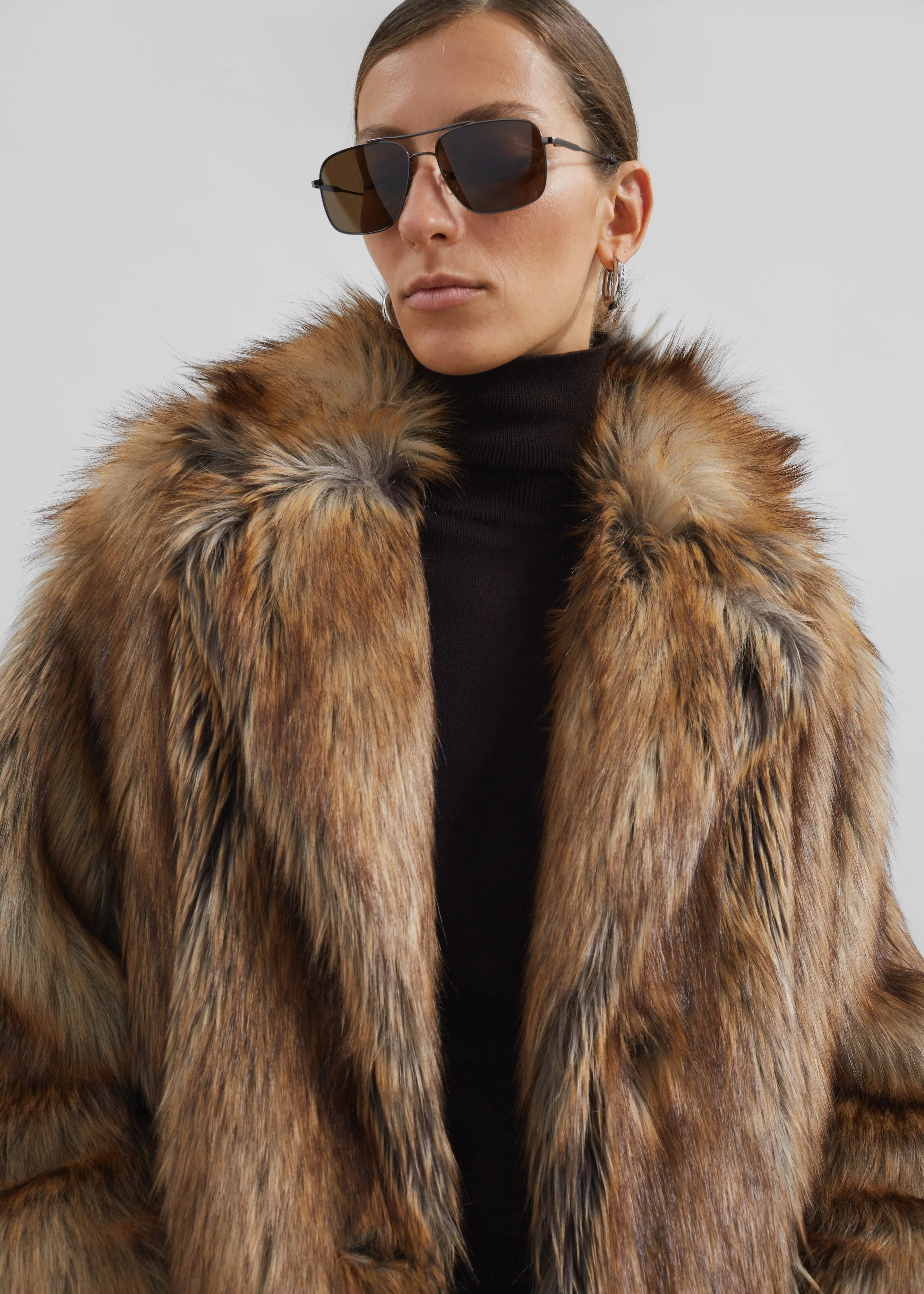 Rella Faux Fur Coat - Camel - Image 6