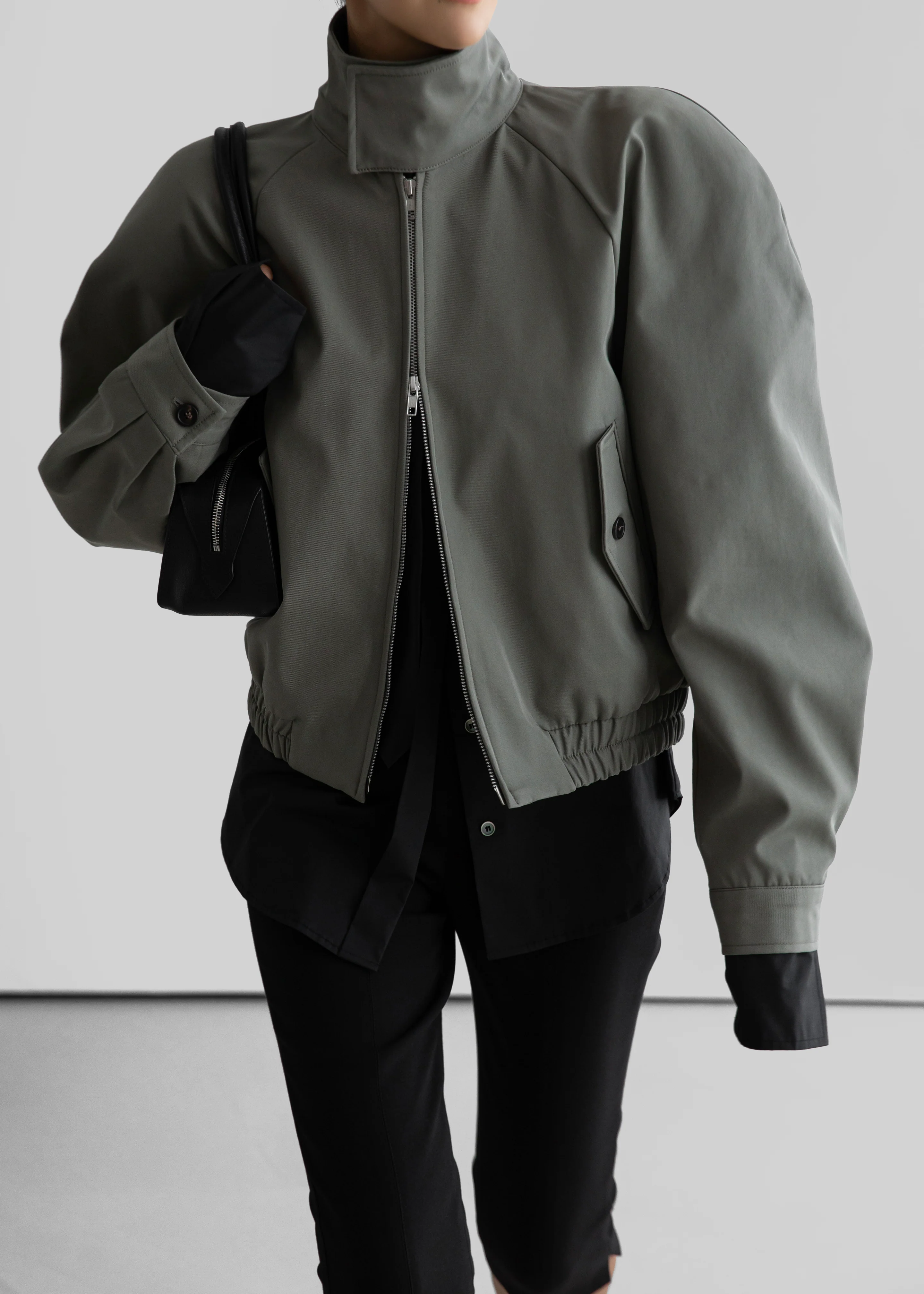 Rennes Curved Blouson Jacket - Sage - Image 4