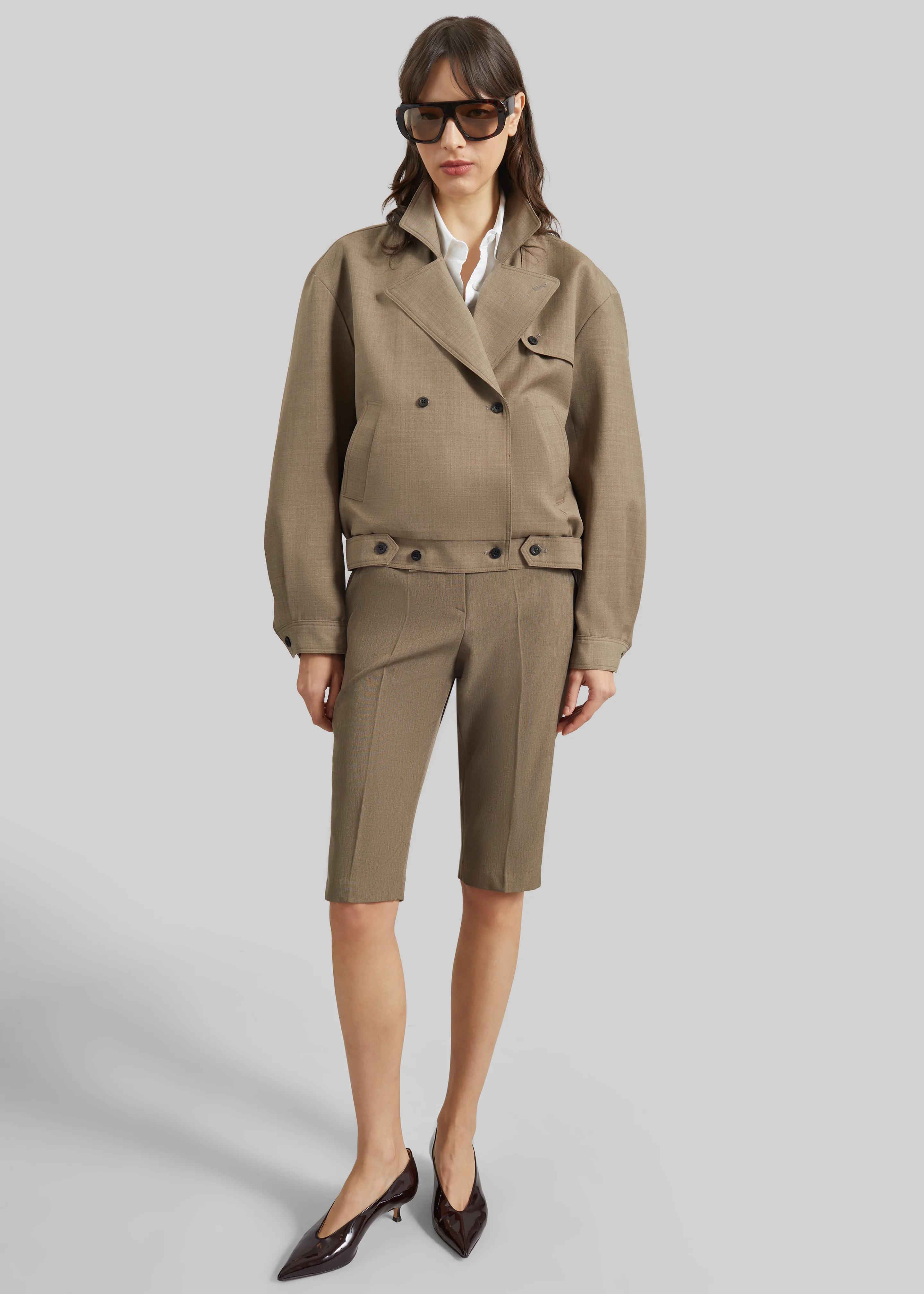 Reva Tailored Bermuda Shorts - Dark Taupe - Image 2