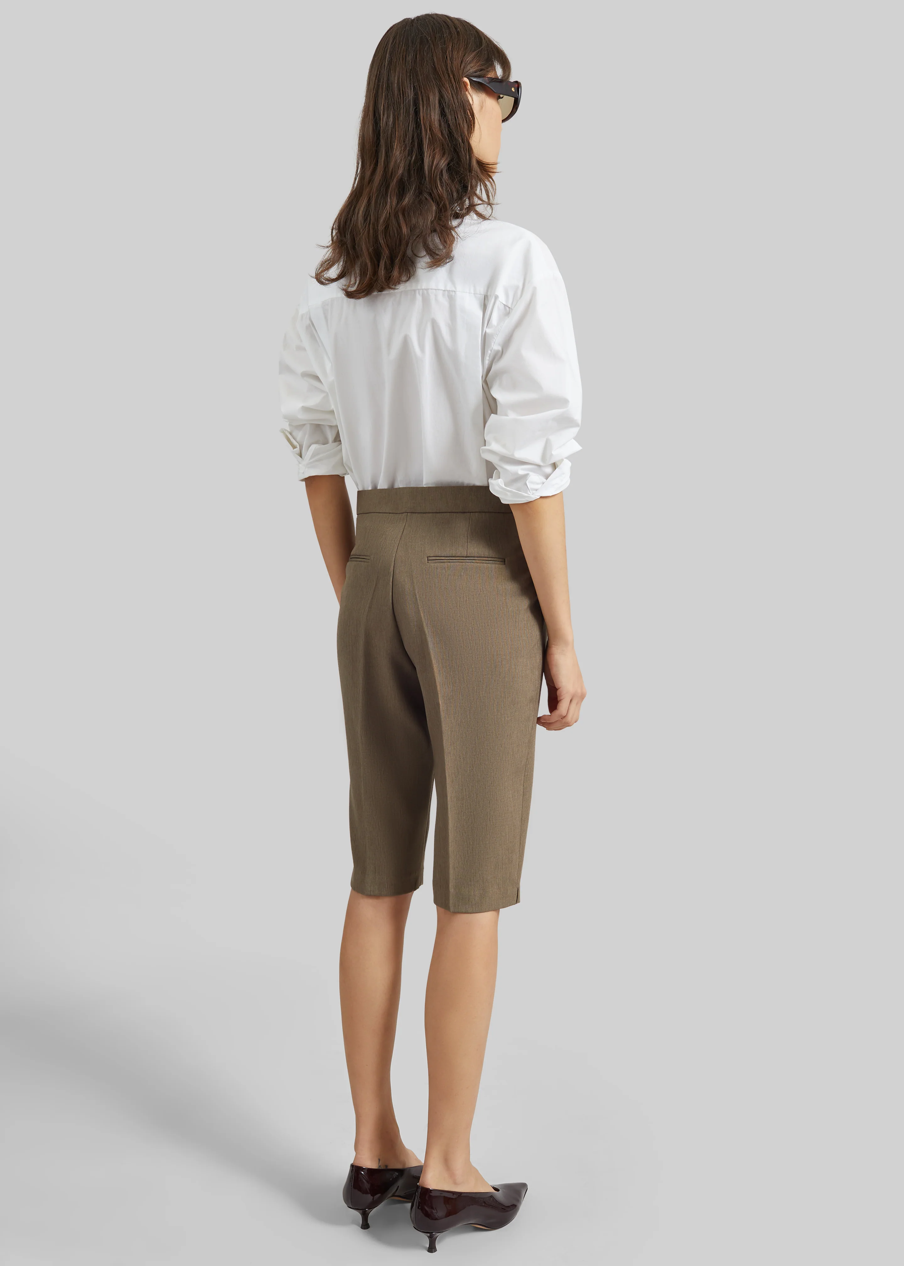 Reva Tailored Bermuda Shorts - Dark Taupe - Image 6