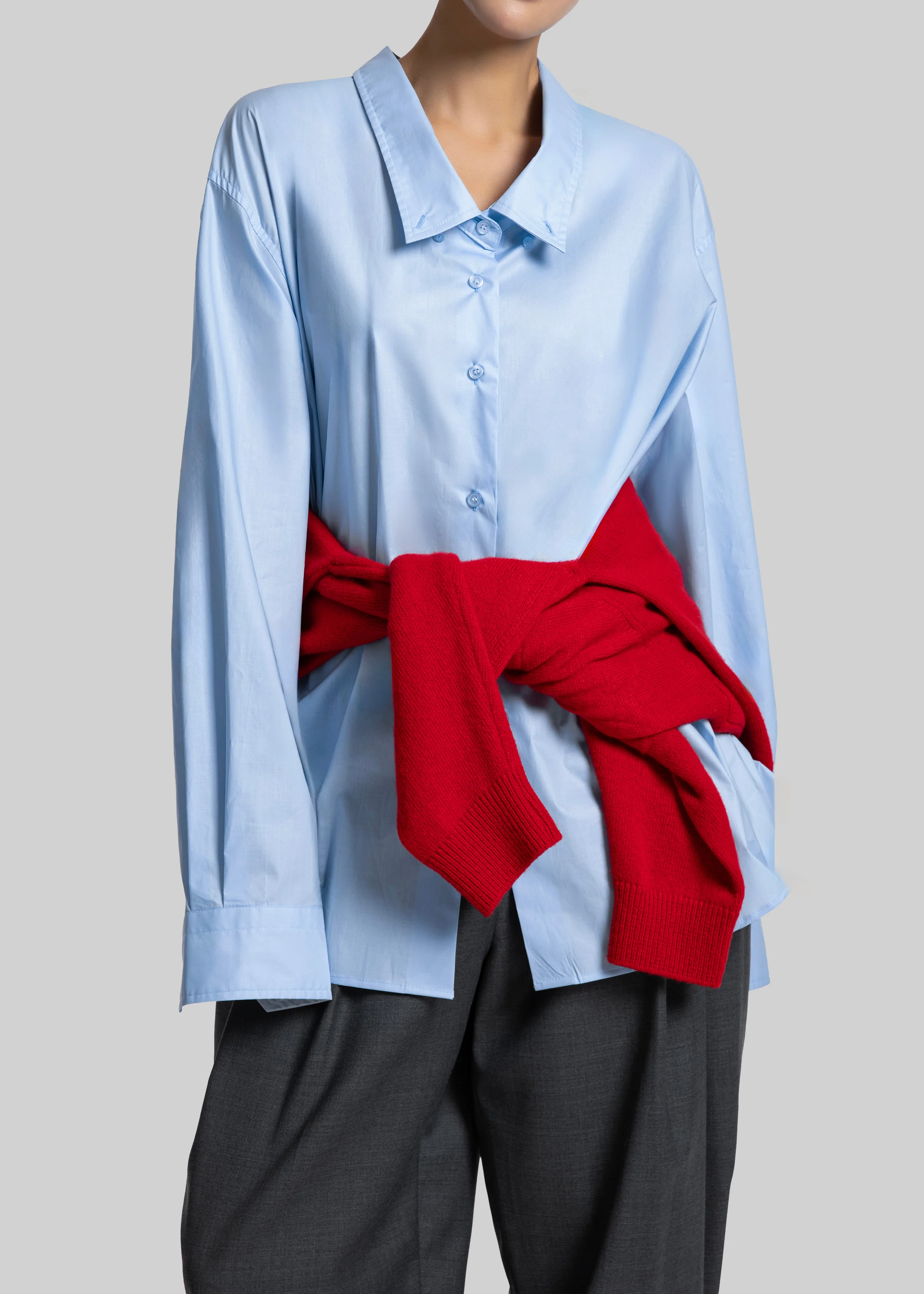 Revel Poplin Oversized Shirt - Sky Blue - Image 10