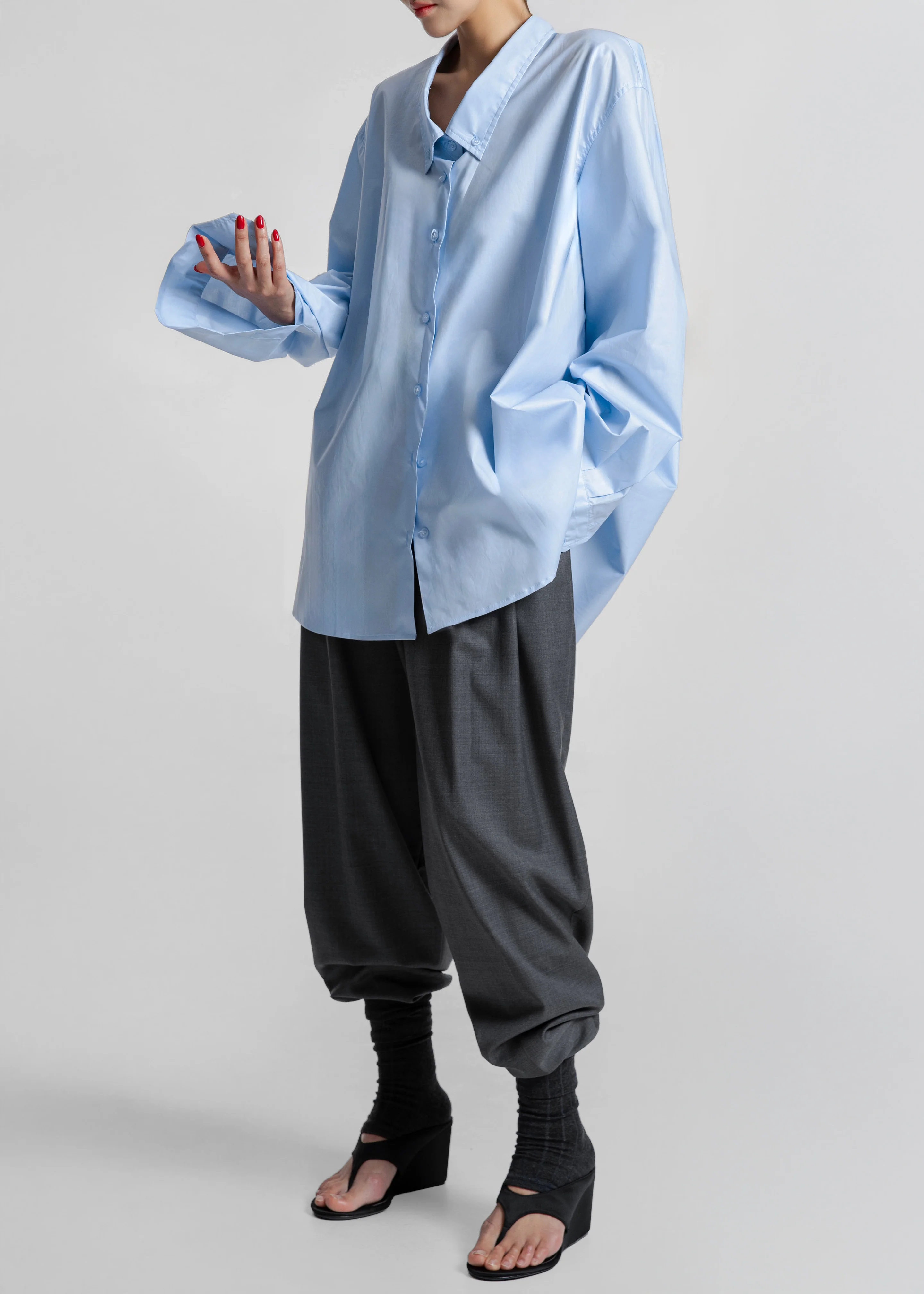 Revel Poplin Oversized Shirt - Sky Blue - Image 2