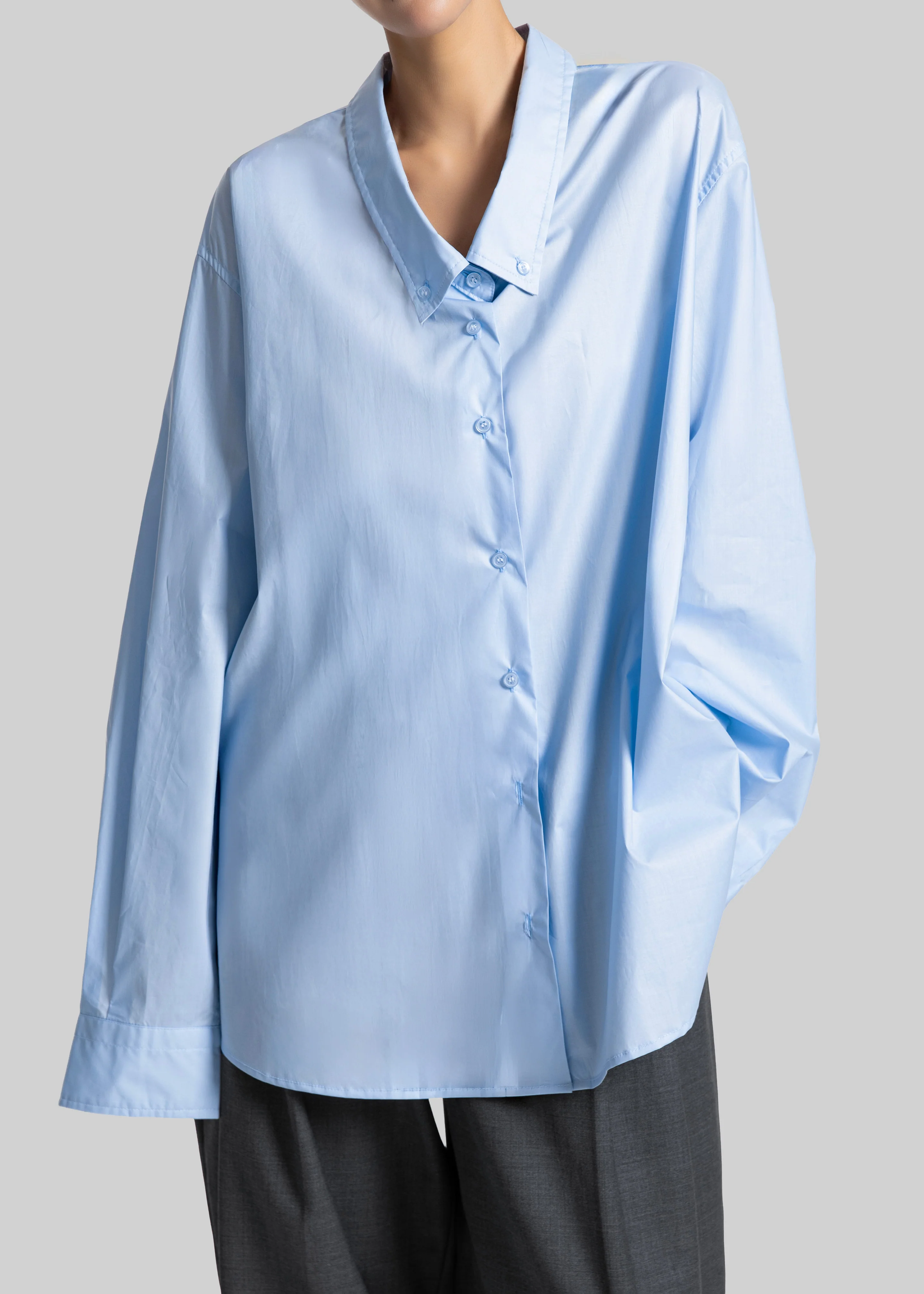Revel Poplin Oversized Shirt - Sky Blue - Image 3