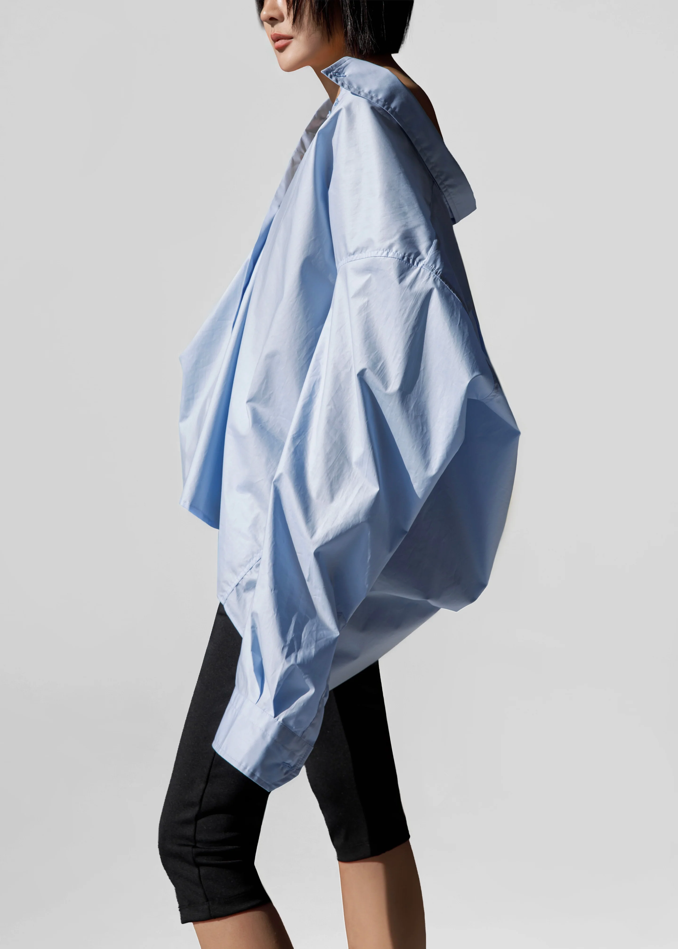 Revel Poplin Oversized Shirt - Sky Blue - Image 4
