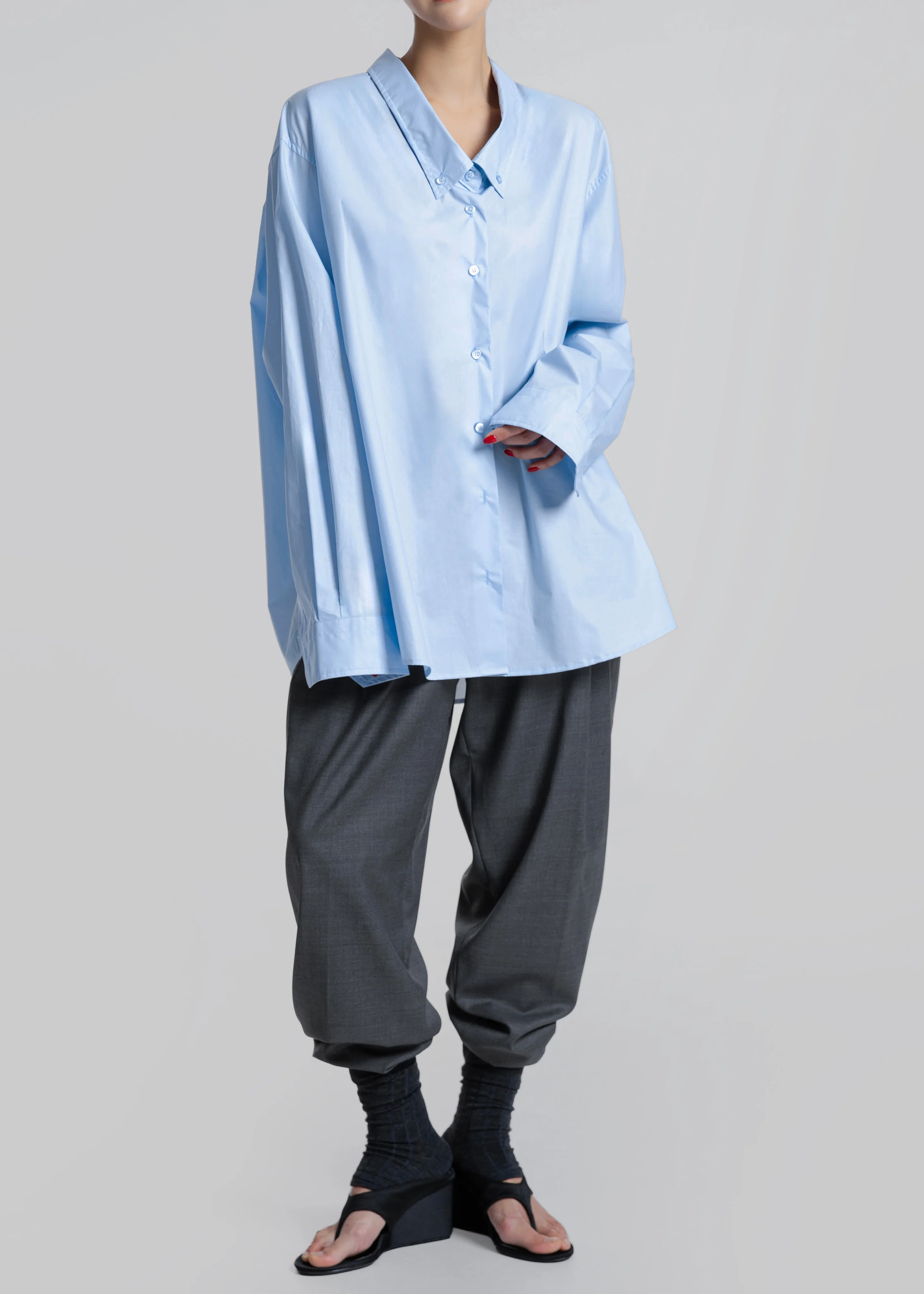 Revel Poplin Oversized Shirt - Sky Blue - Image 5