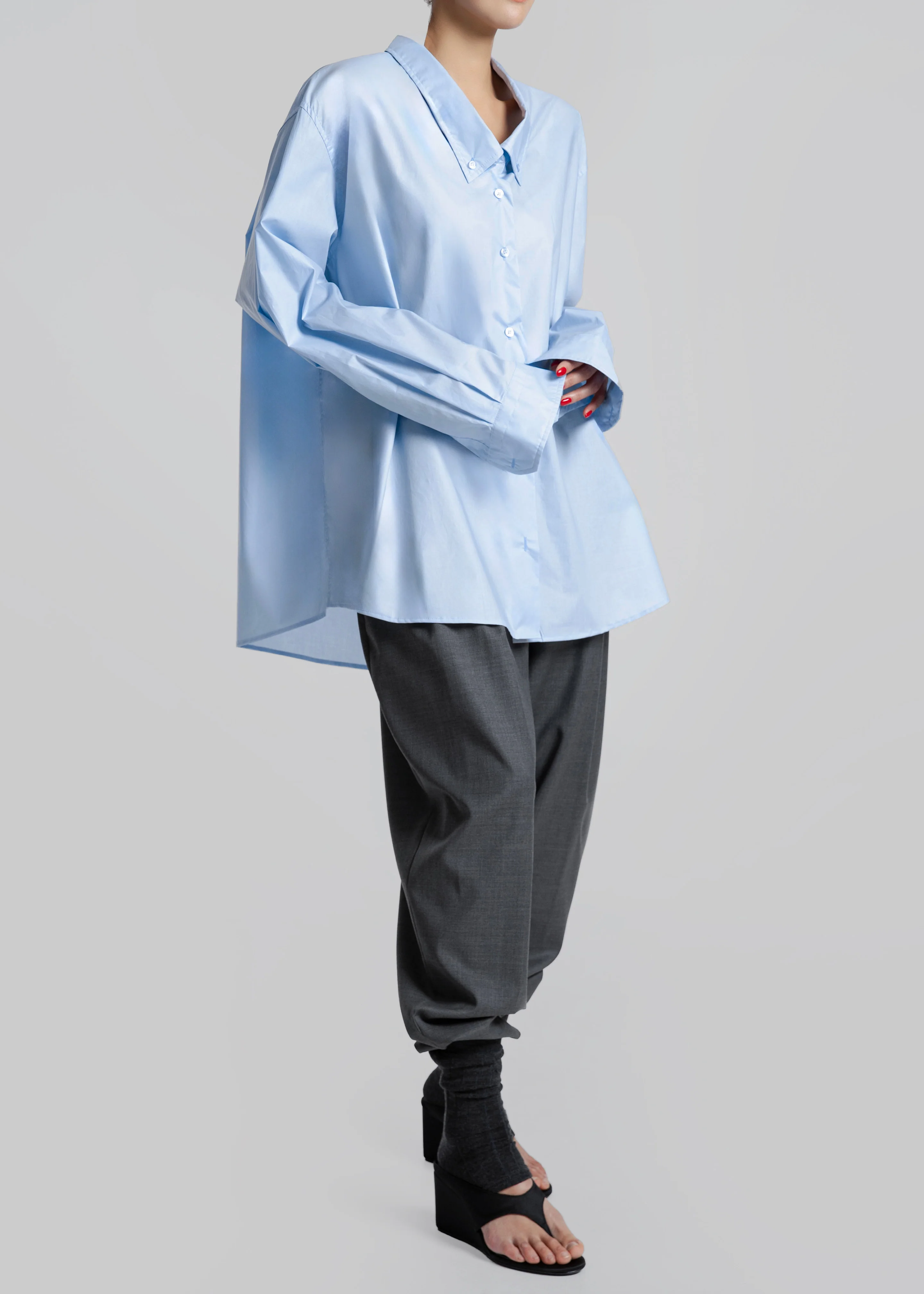 Revel Poplin Oversized Shirt - Sky Blue - Image 8