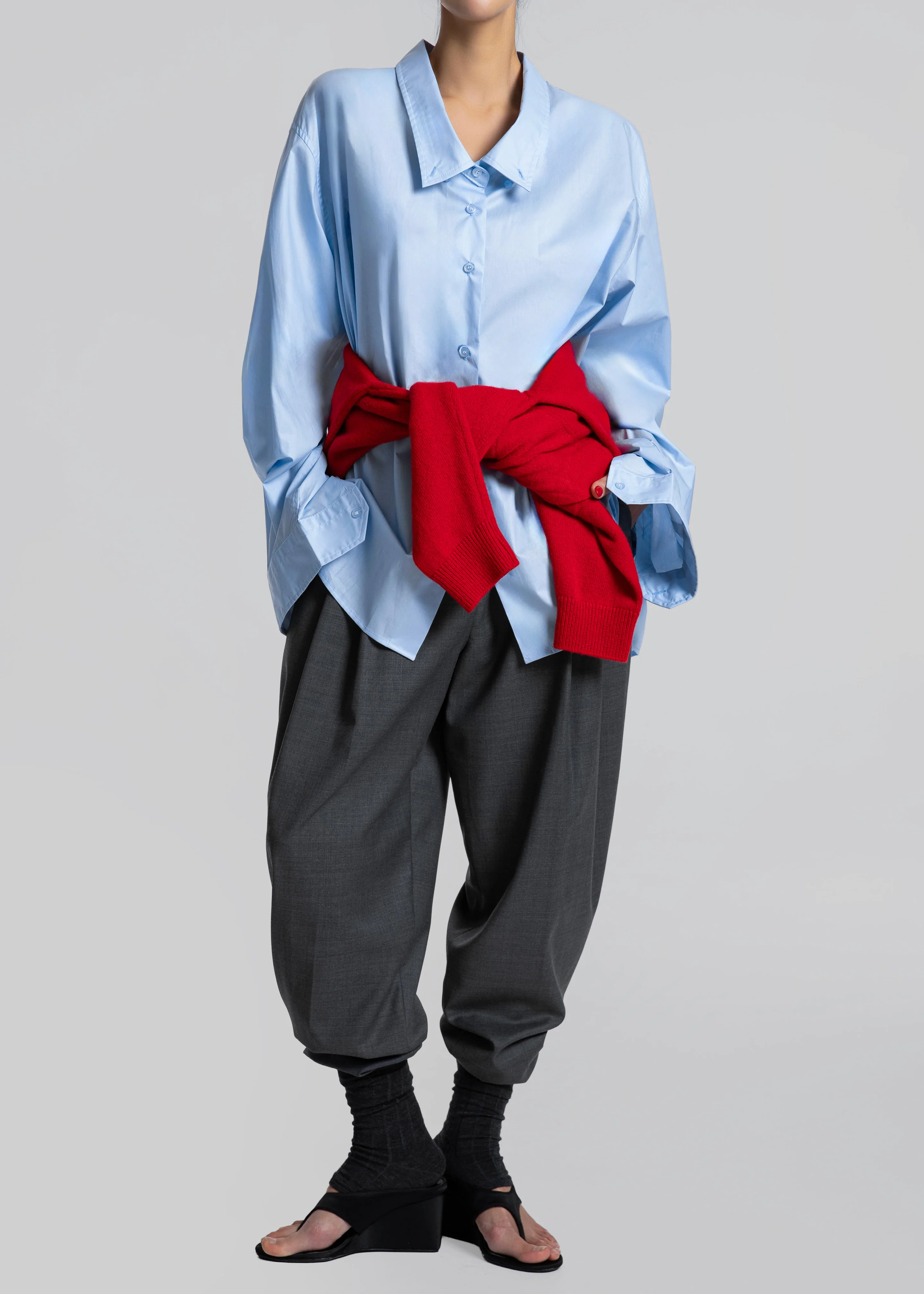 Revel Poplin Oversized Shirt - Sky Blue - Image 9