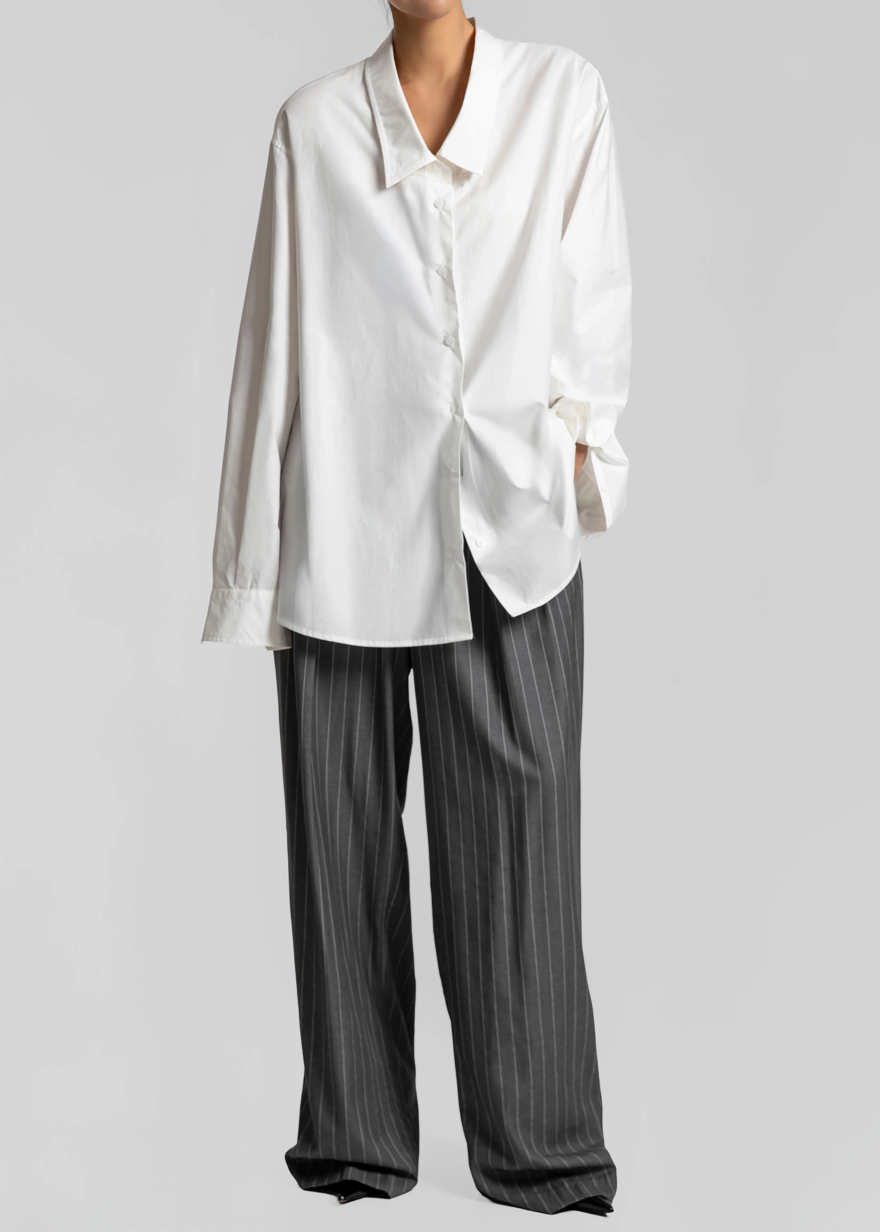 Revel Poplin Oversized Shirt - White - Image 4