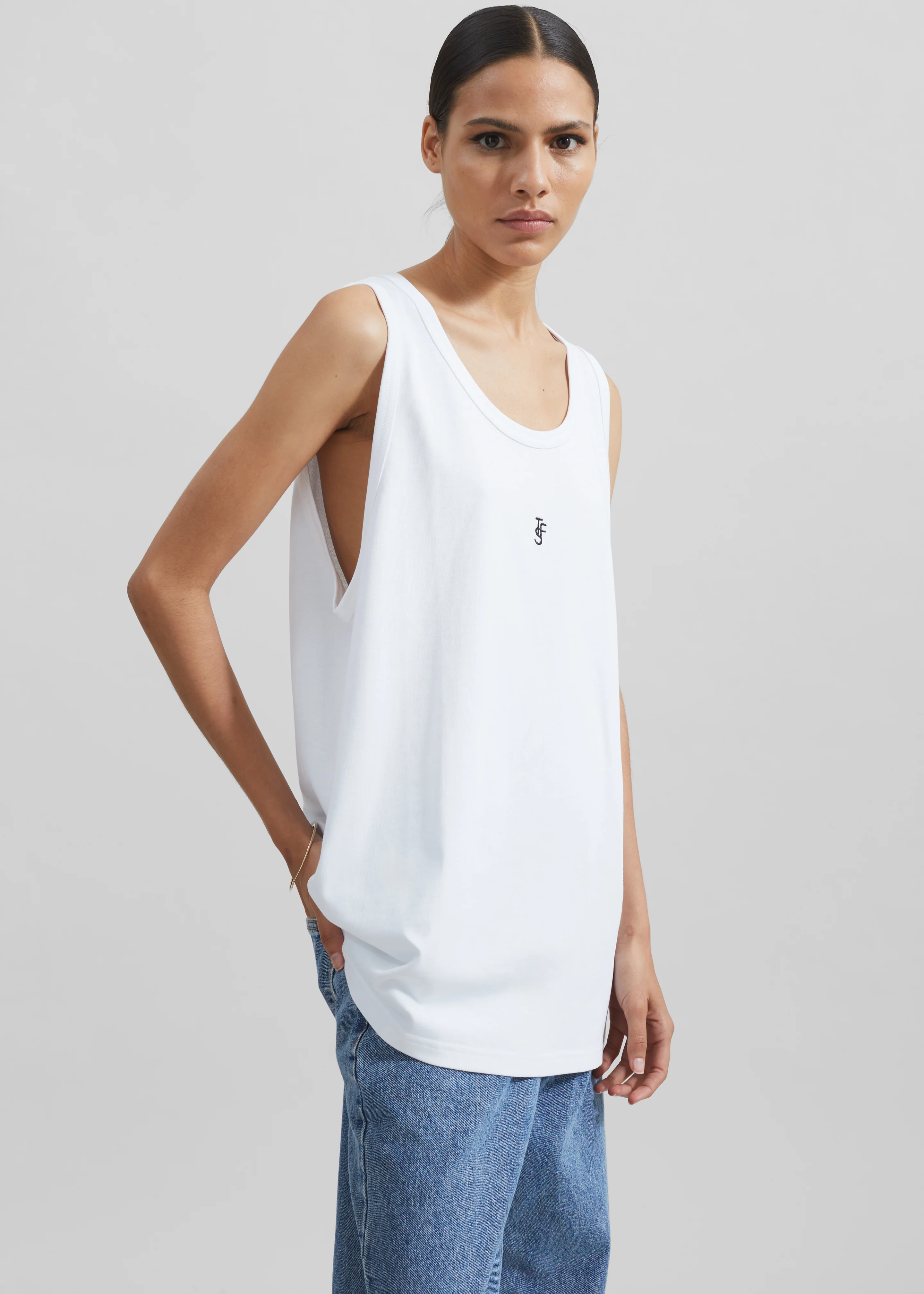 Rexy Embroidered Tank Top - White - Image 3