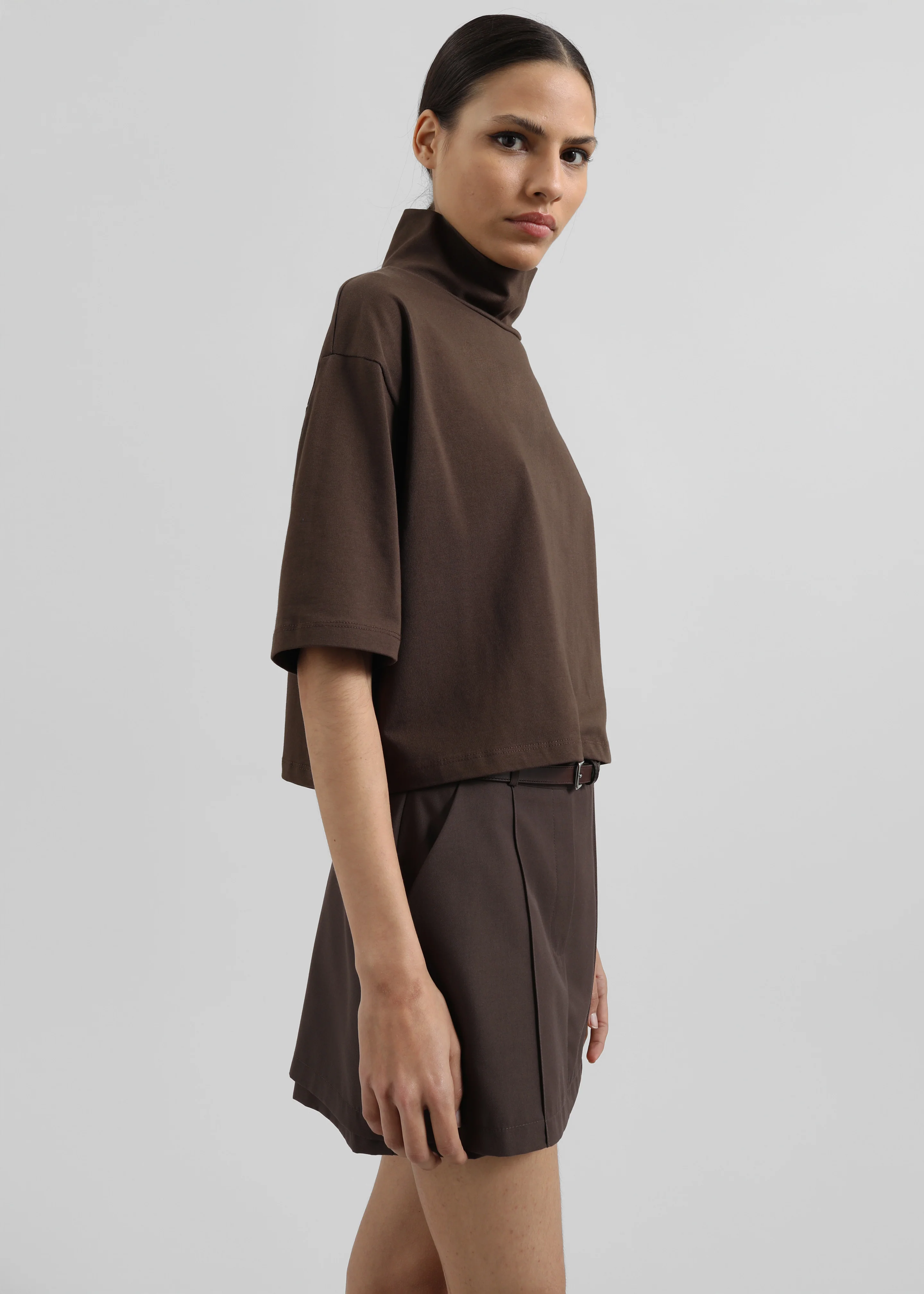 Reza Cropped Tee - Brown - Image 3
