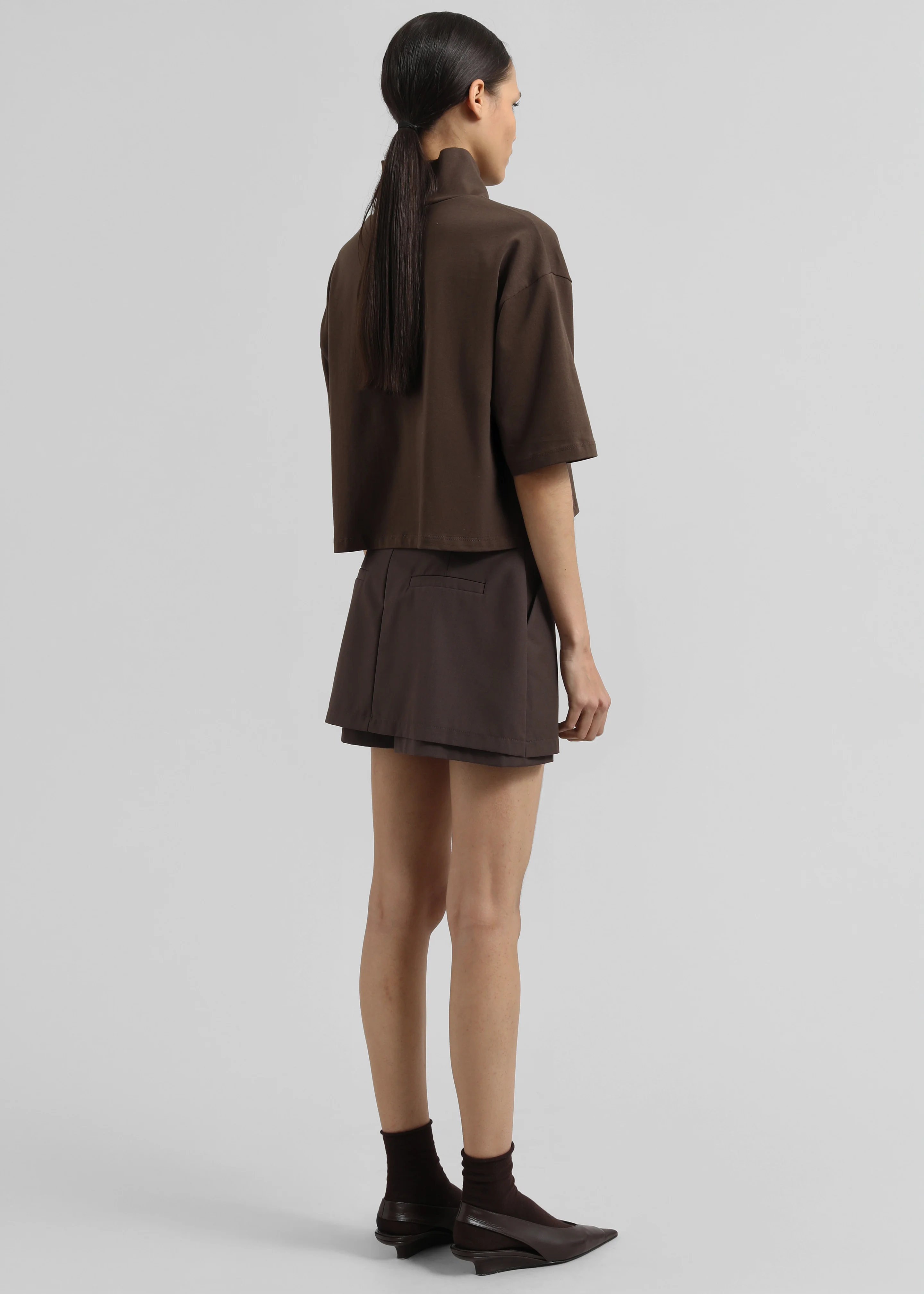 Reza Cropped Tee - Brown - Image 5
