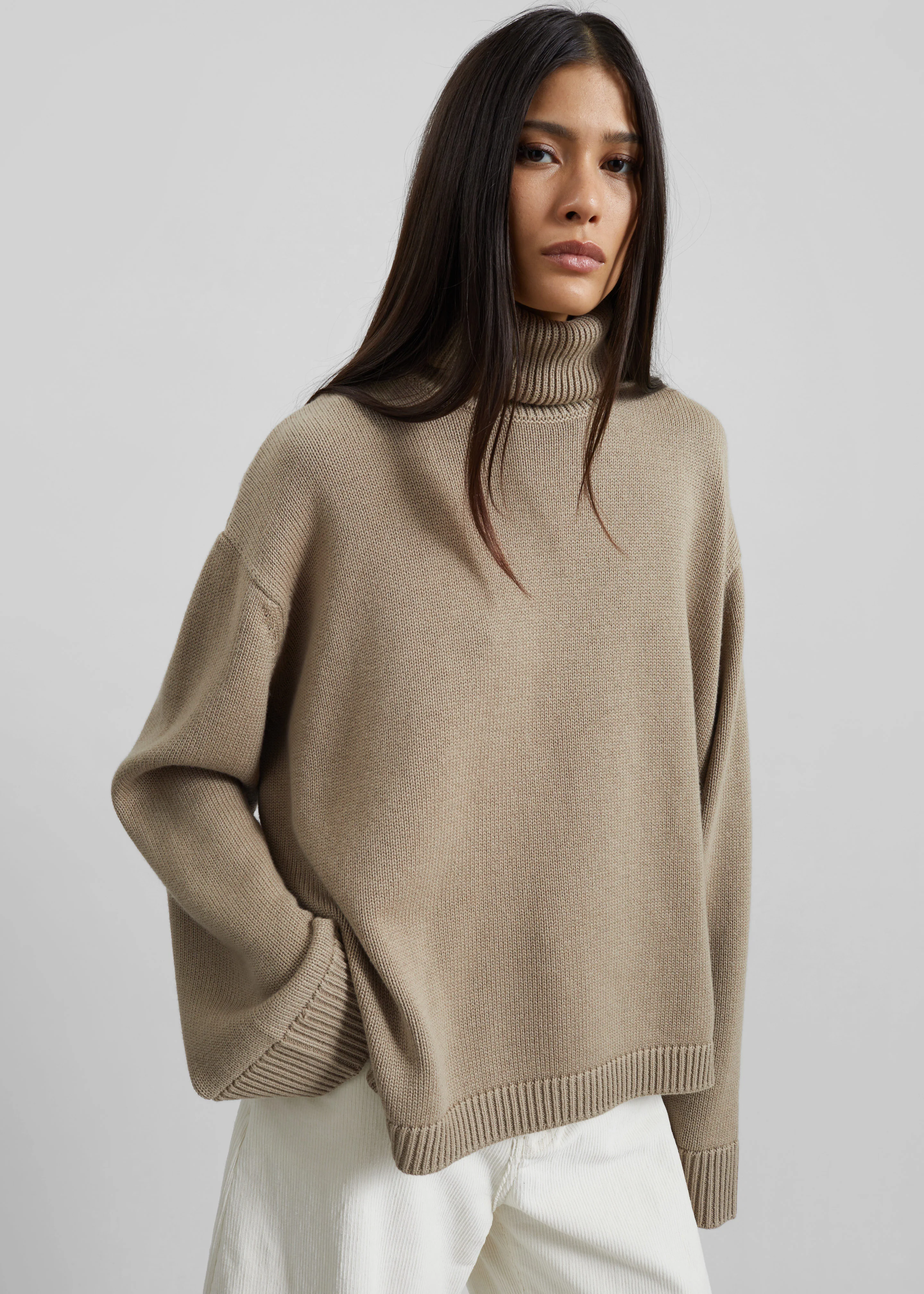Rhea Trapeze Turtleneck - Beige - Image 3