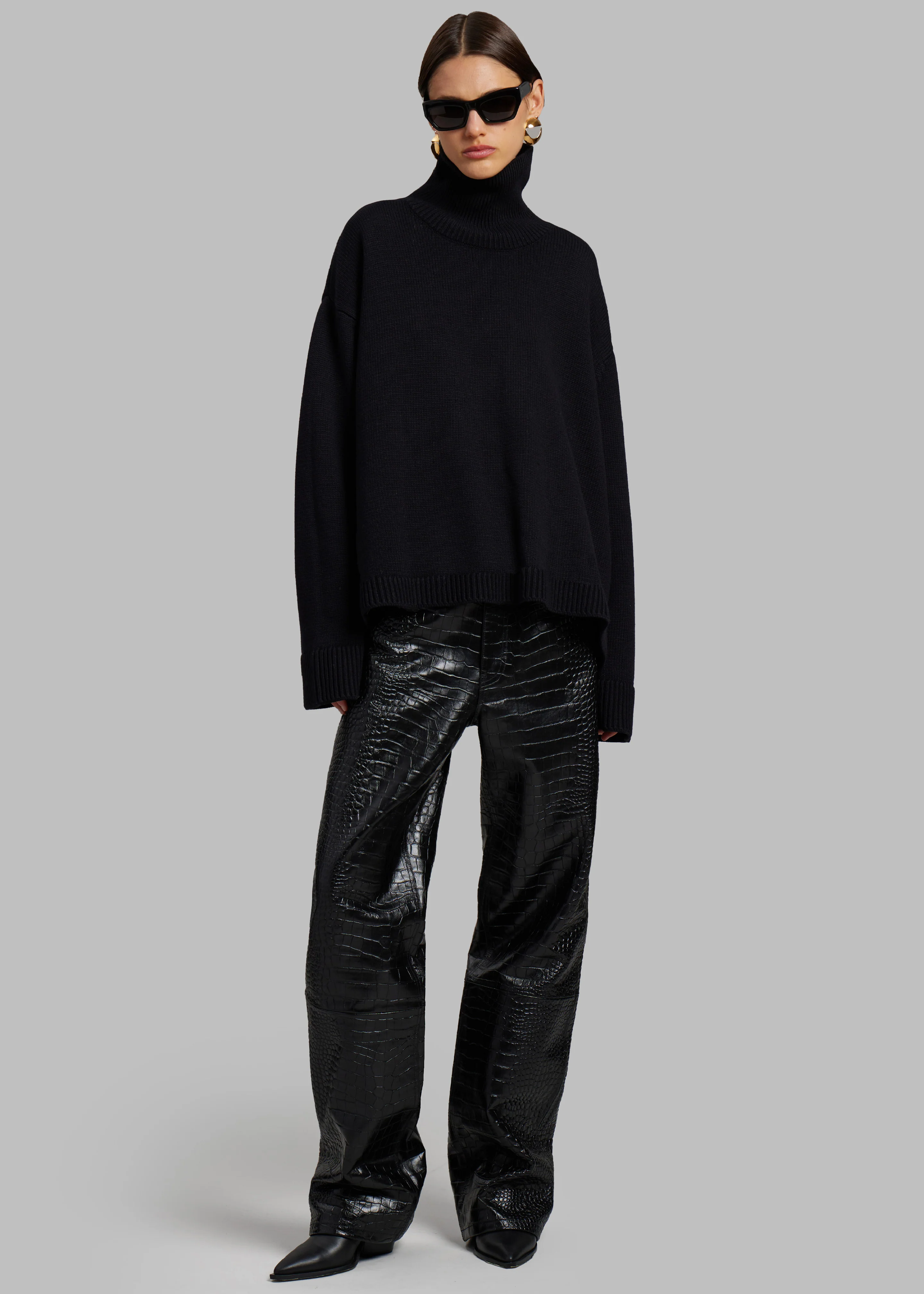 Rhea Trapeze Turtleneck - Black - Image 2