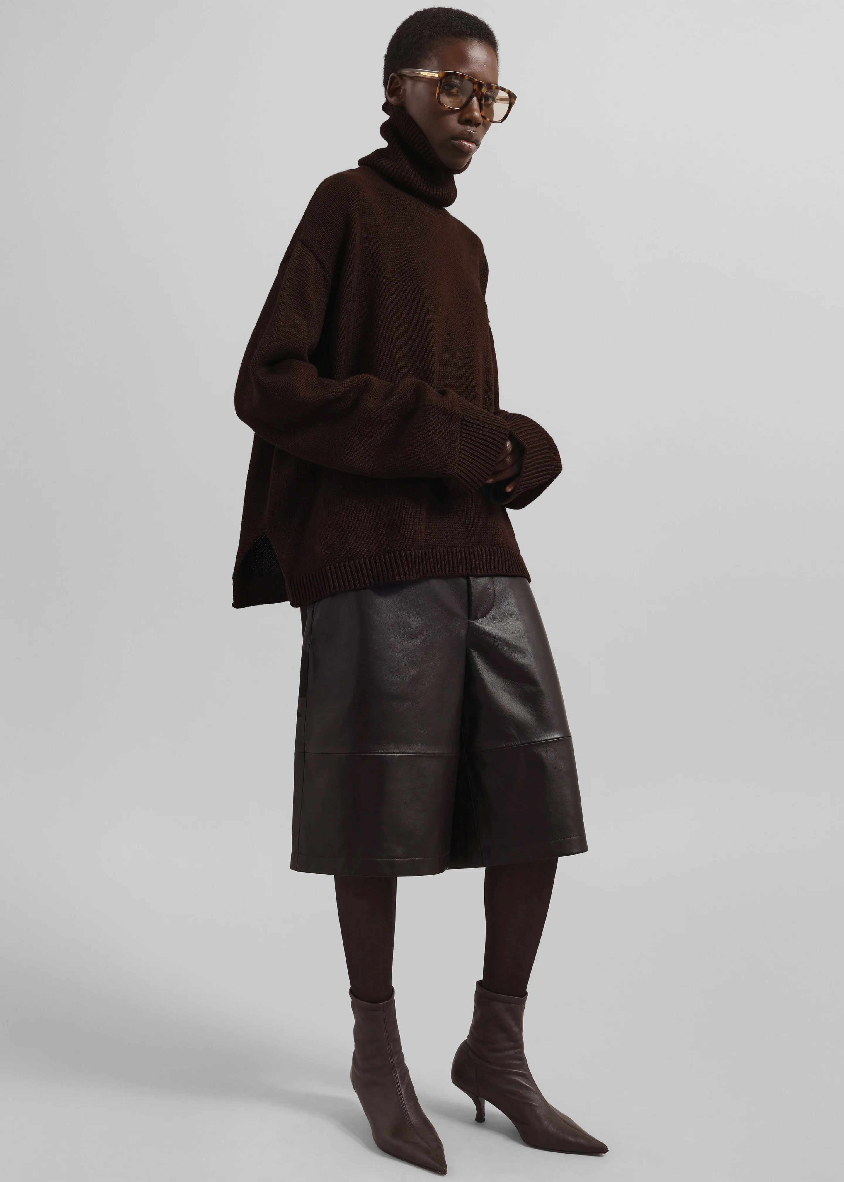 Rhea Trapeze Turtleneck - Dark Brown - Image 2
