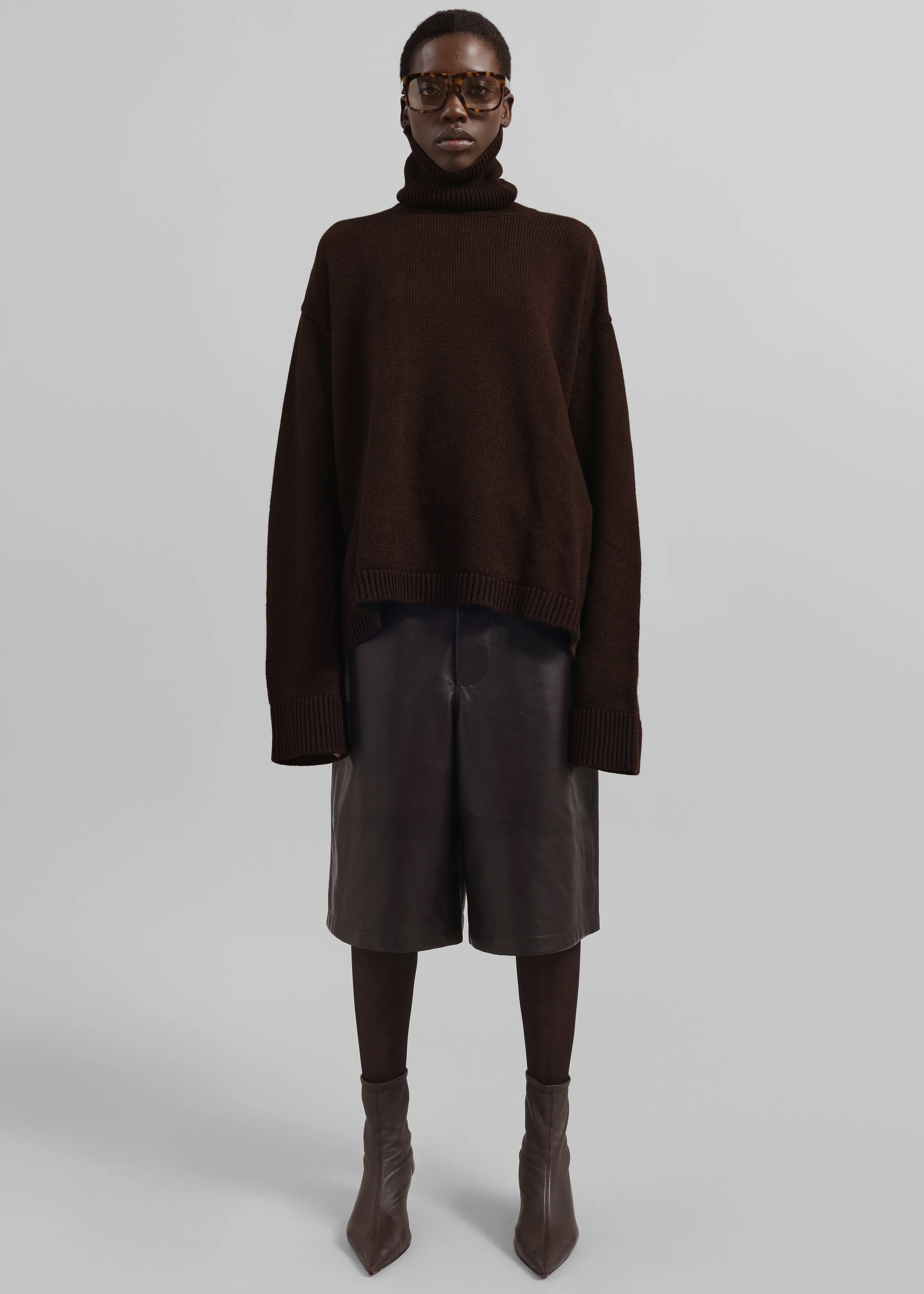 Rhea Trapeze Turtleneck - Dark Brown - Image 4