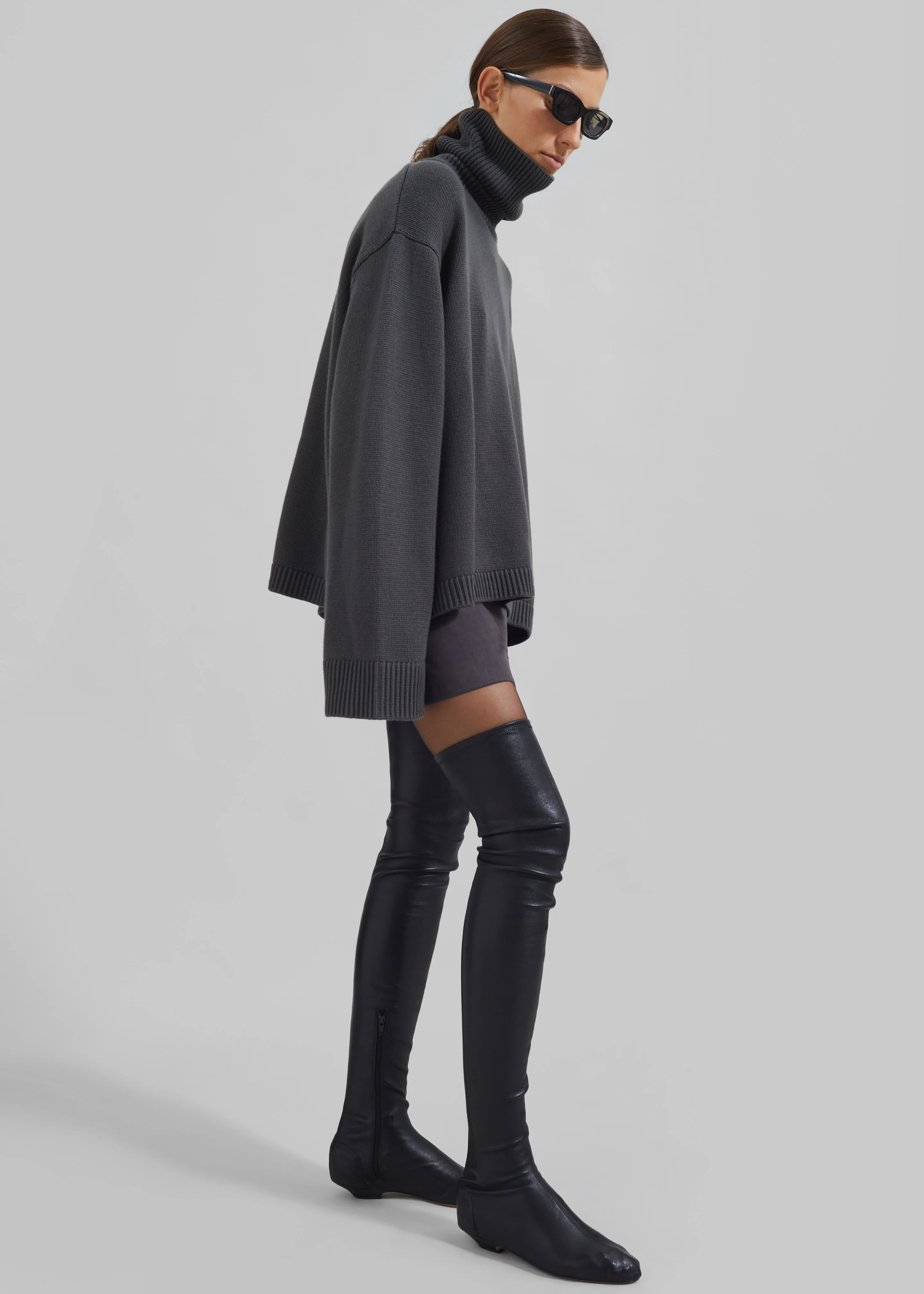 Rhea Trapeze Turtleneck - Light Khaki - Image 3