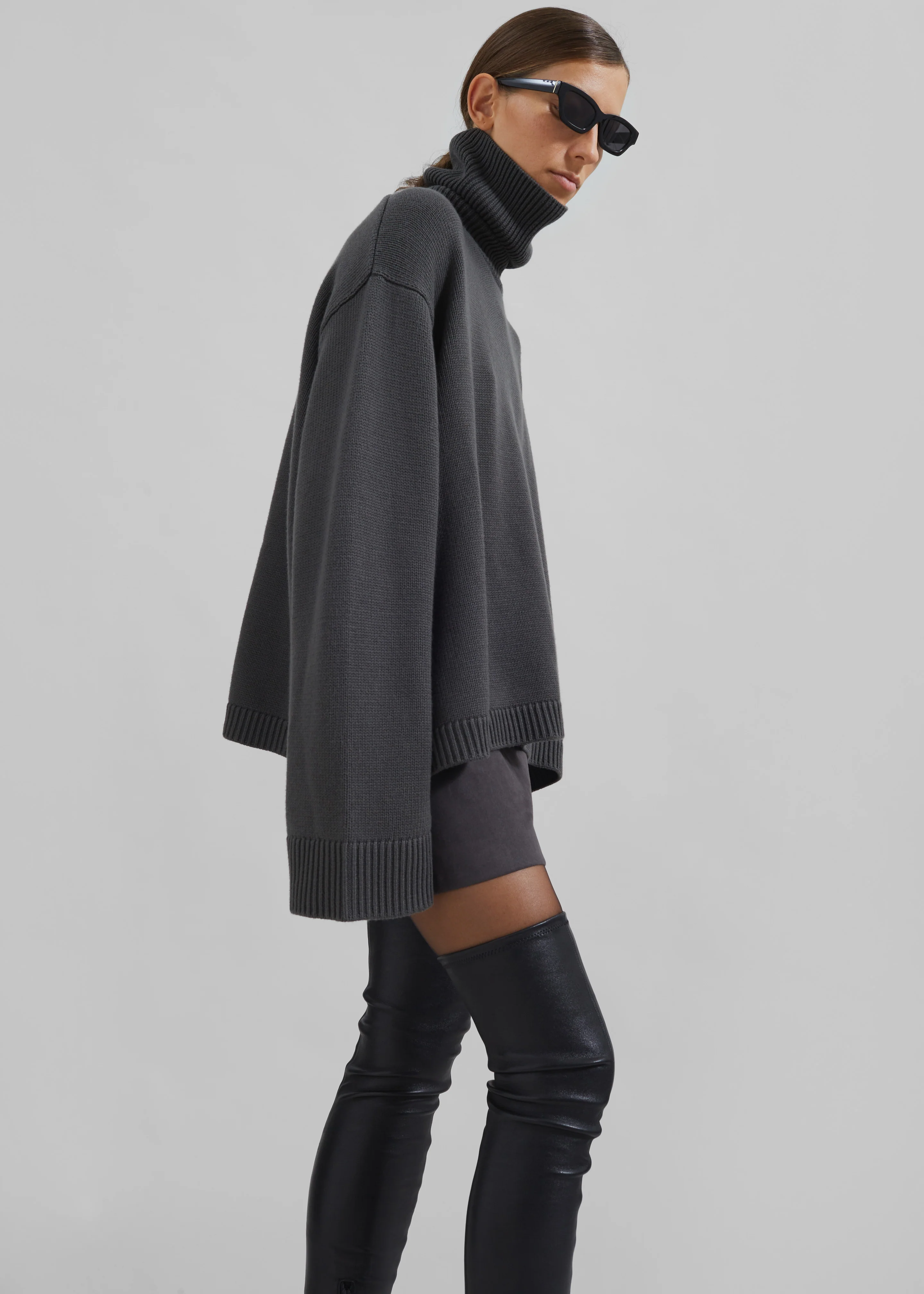 Rhea Trapeze Turtleneck - Light Khaki - Image 6