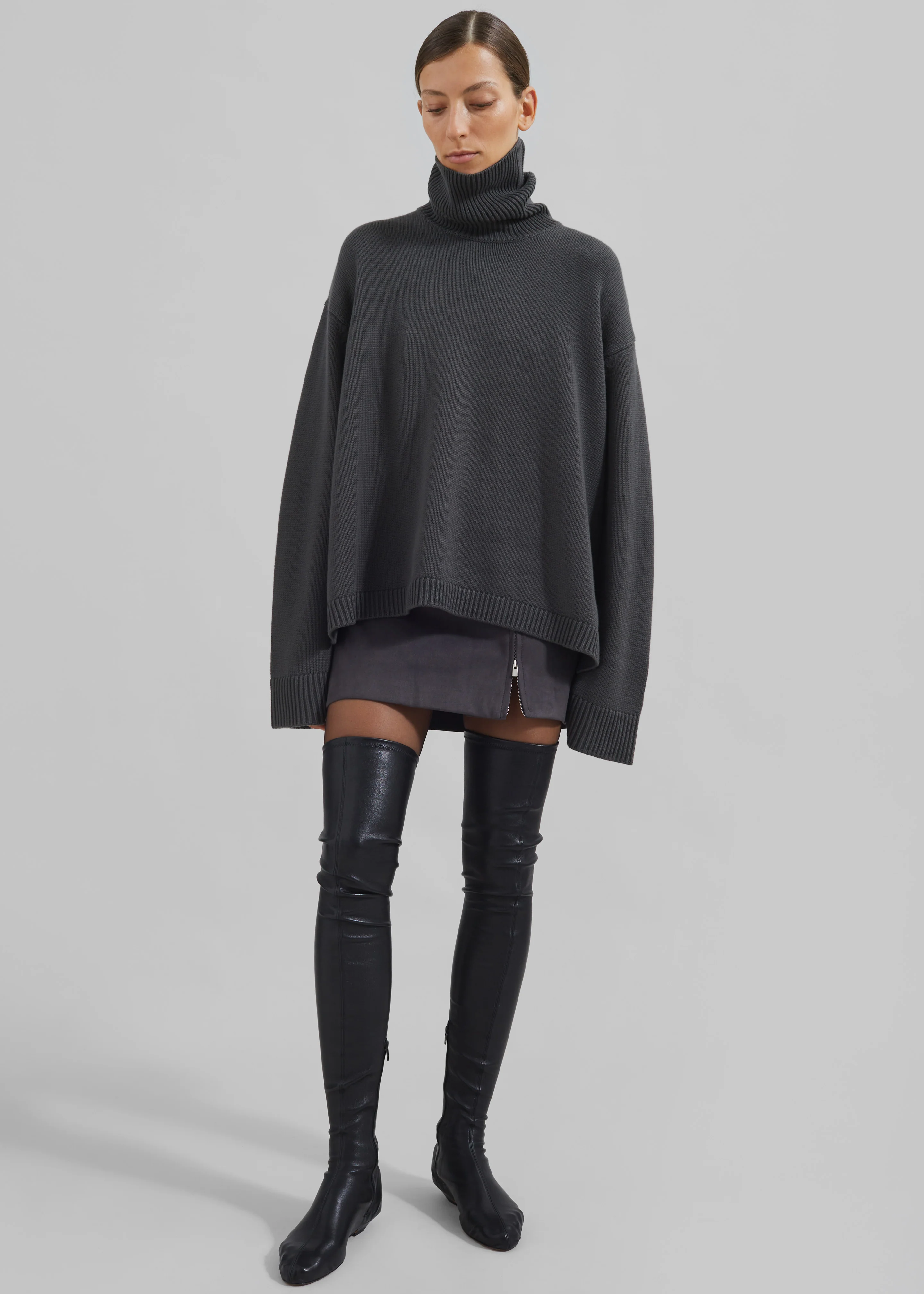 Rhea Trapeze Turtleneck - Light Khaki - Image 8