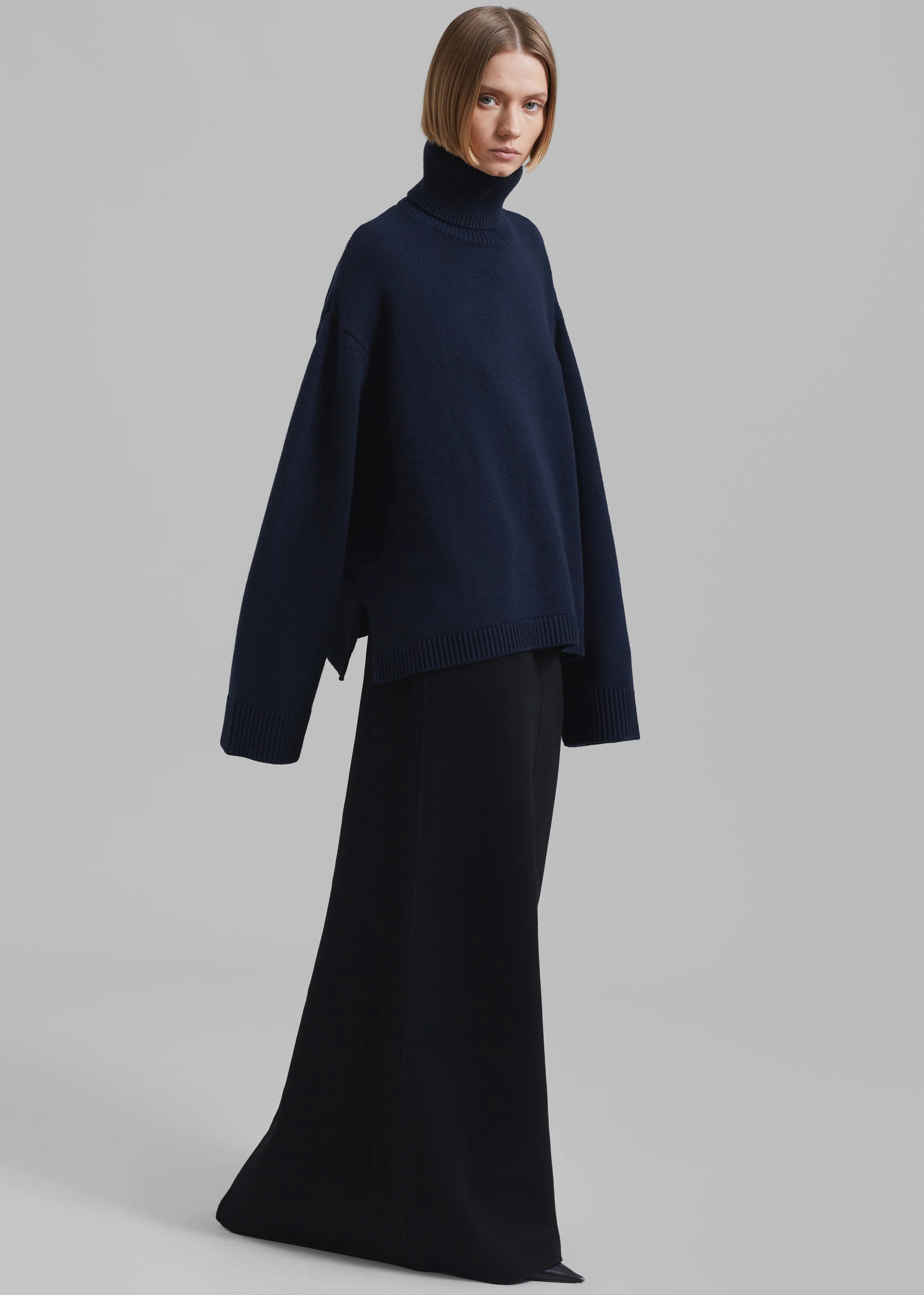 Rhea Trapeze Turtleneck - Navy - Image 3