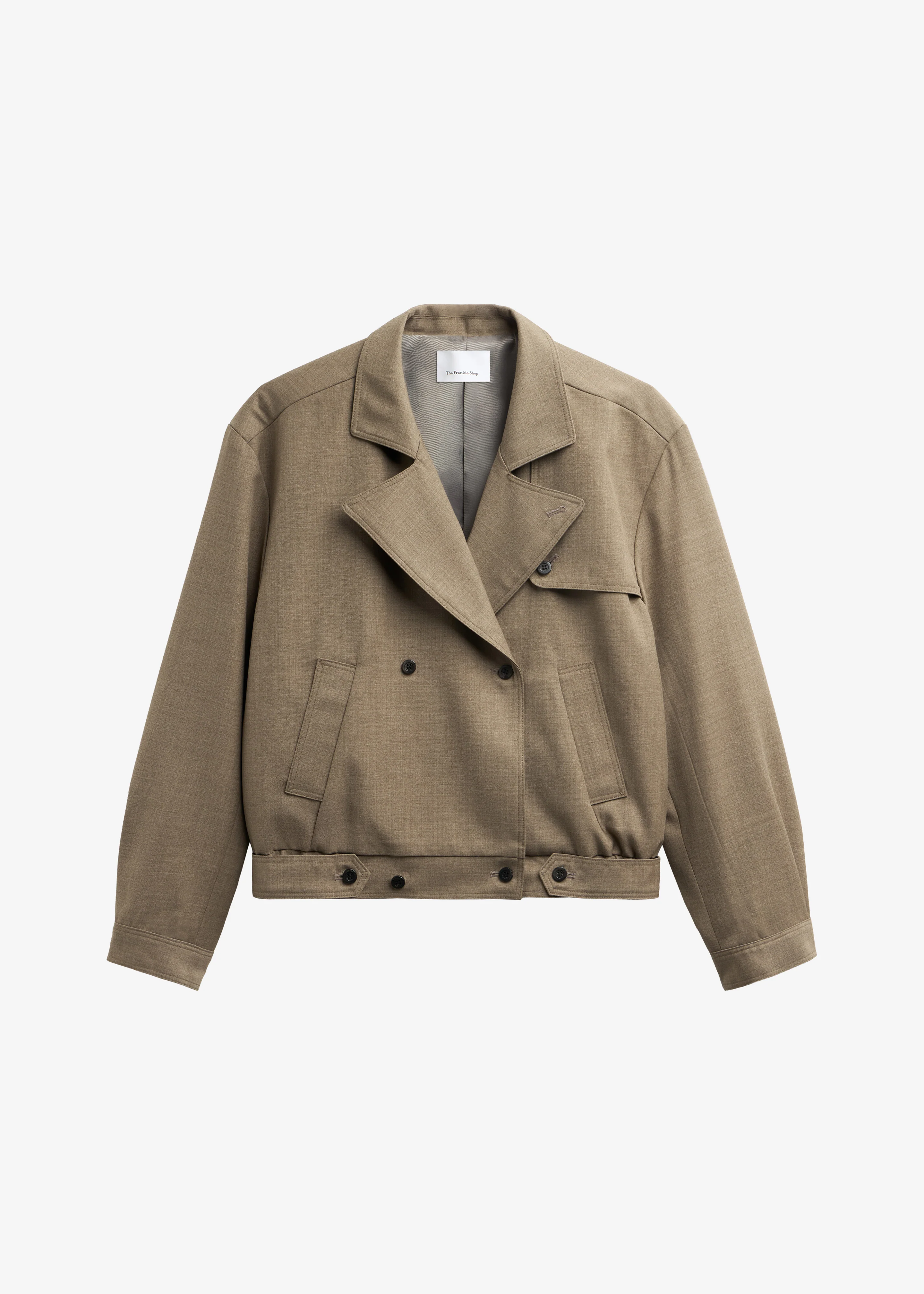 Rillan Double-Breasted Blouson Jacket - Taupe Melange - Image 11