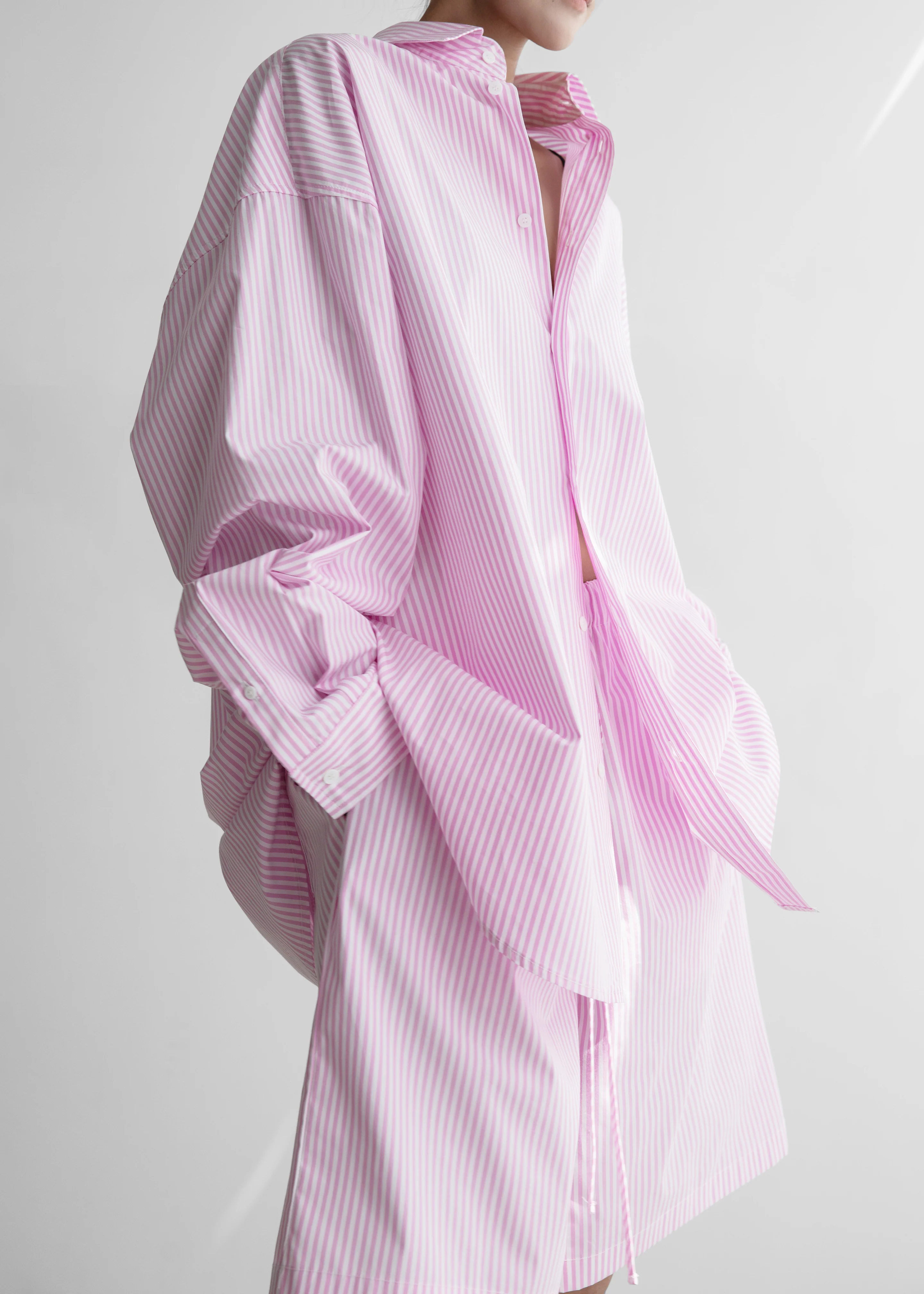 Rimini Bermuda Shorts - Pink/White Stripe - Image 4
