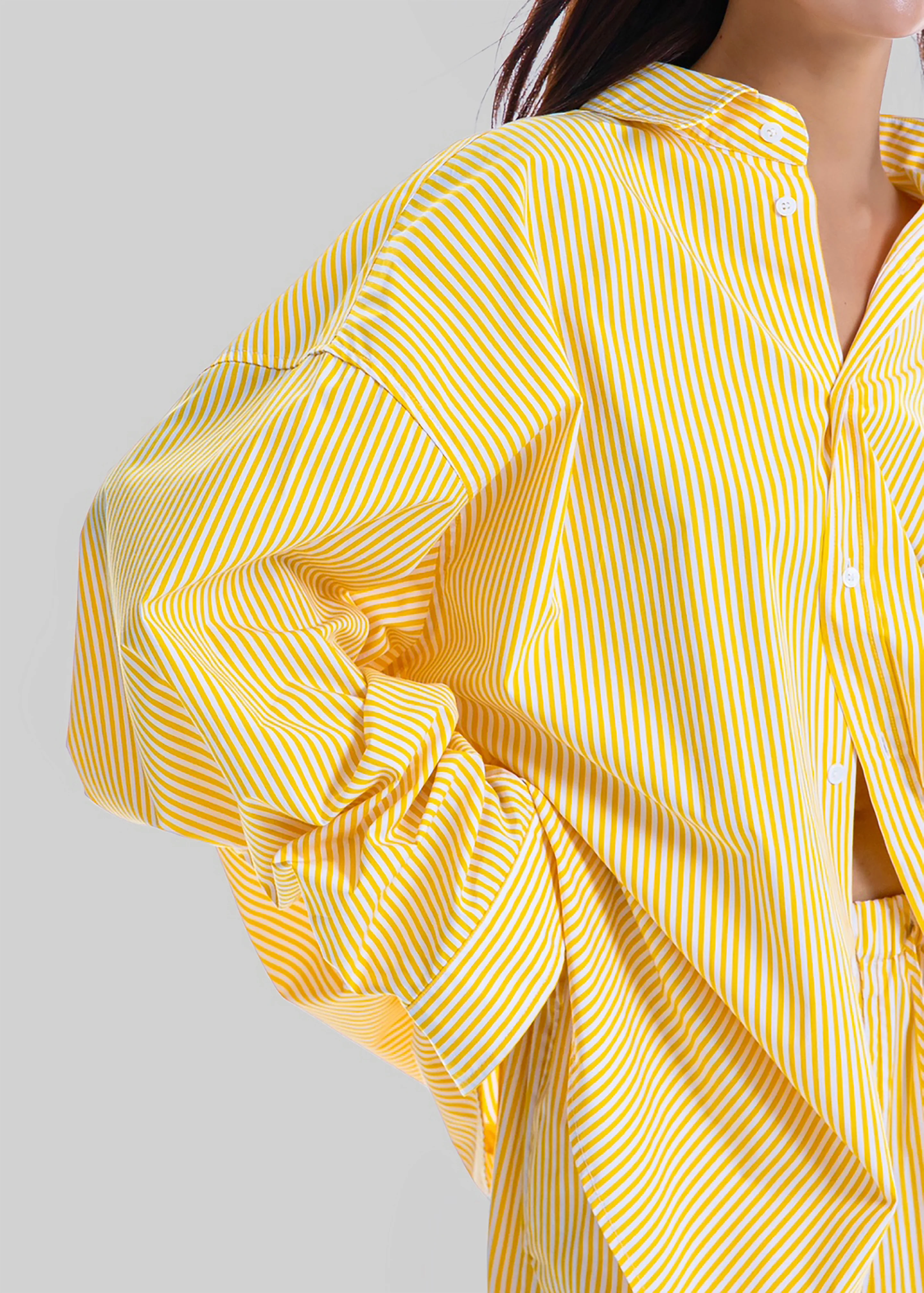 Rimini Oversized Poplin Shirt - Yellow/White Stripe - Image 12